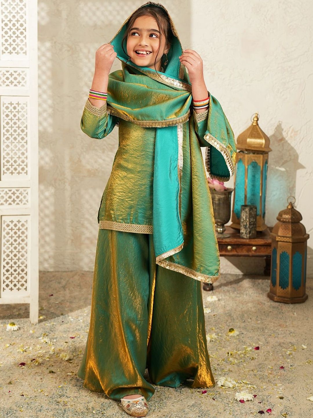 Girls Regular Gotta Patti Kurta with Palazzos & With Dupatta 2