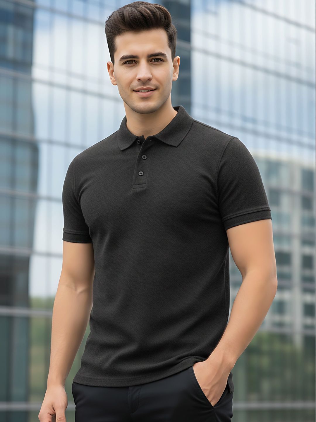 R.Code by The Roadster Life Co. Men Polo Collar T-shirt