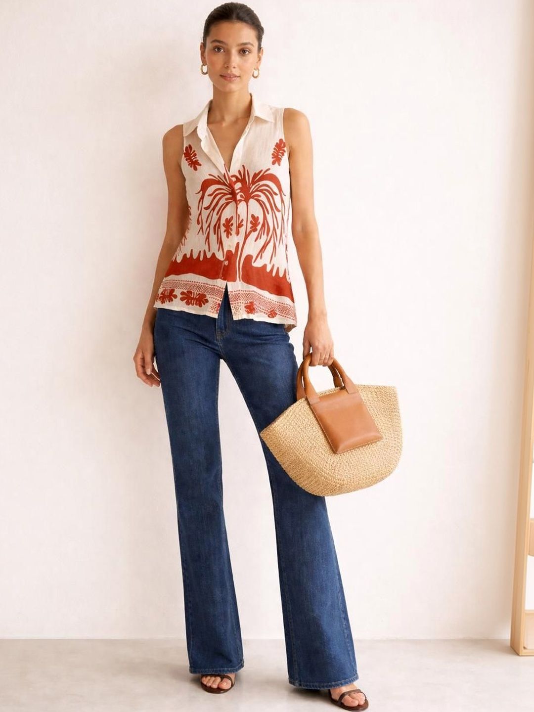 Sixth House Tropical Print Tropical Linen Top