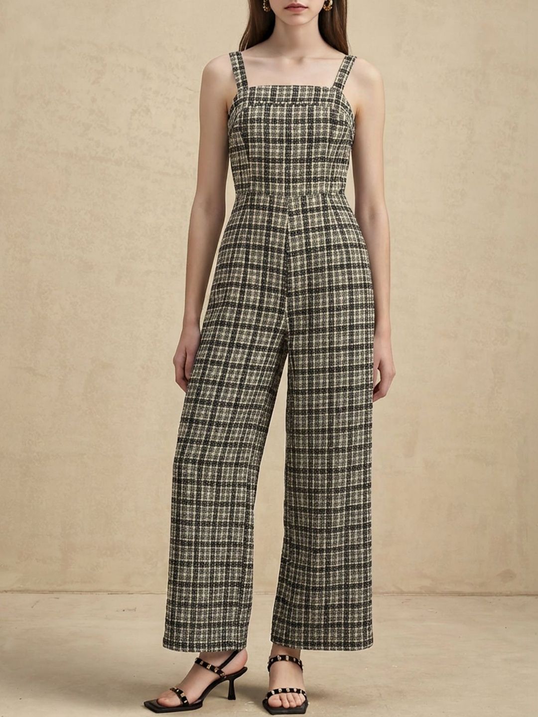 Zucchini Checked Basic Jumpsuit
