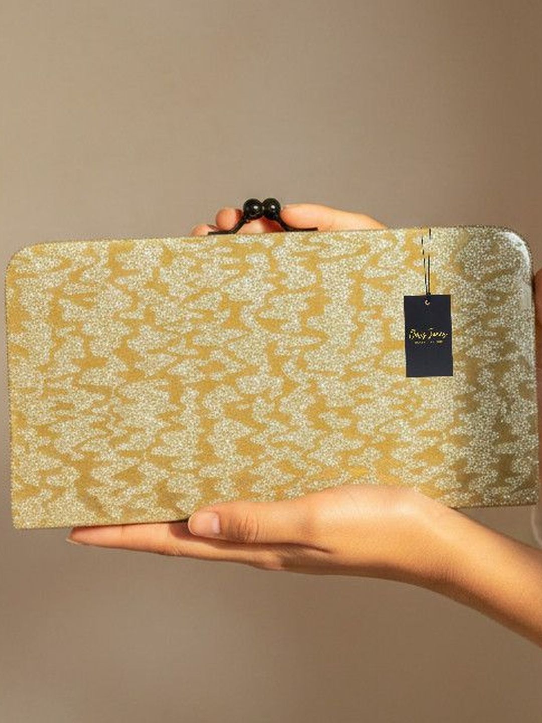 CLARIS JAMES Textured Embellished Purse Clutch