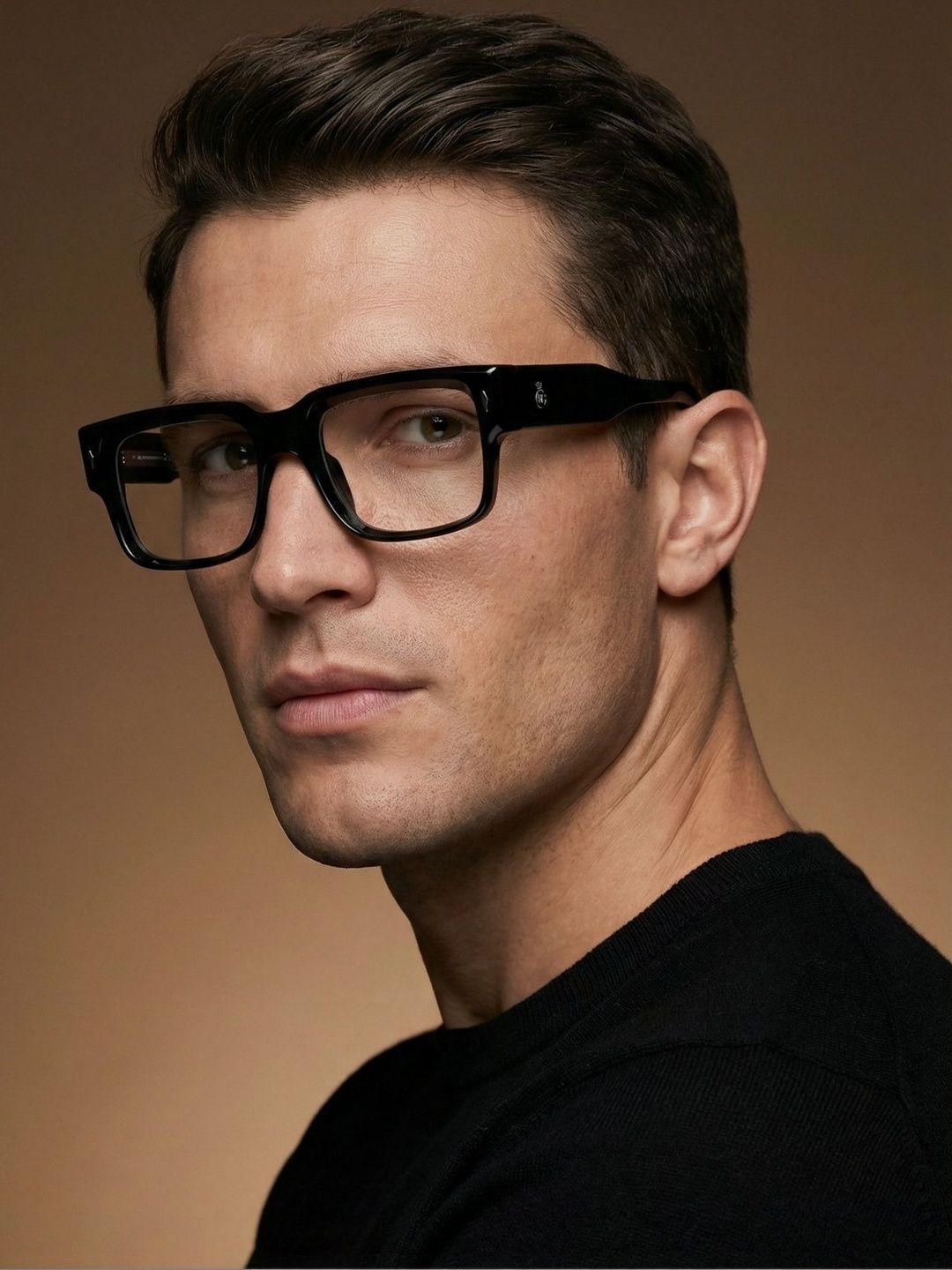 CROWNCHI Men Clear Lens & Black Square Sunglasses With UV Protected Lens
