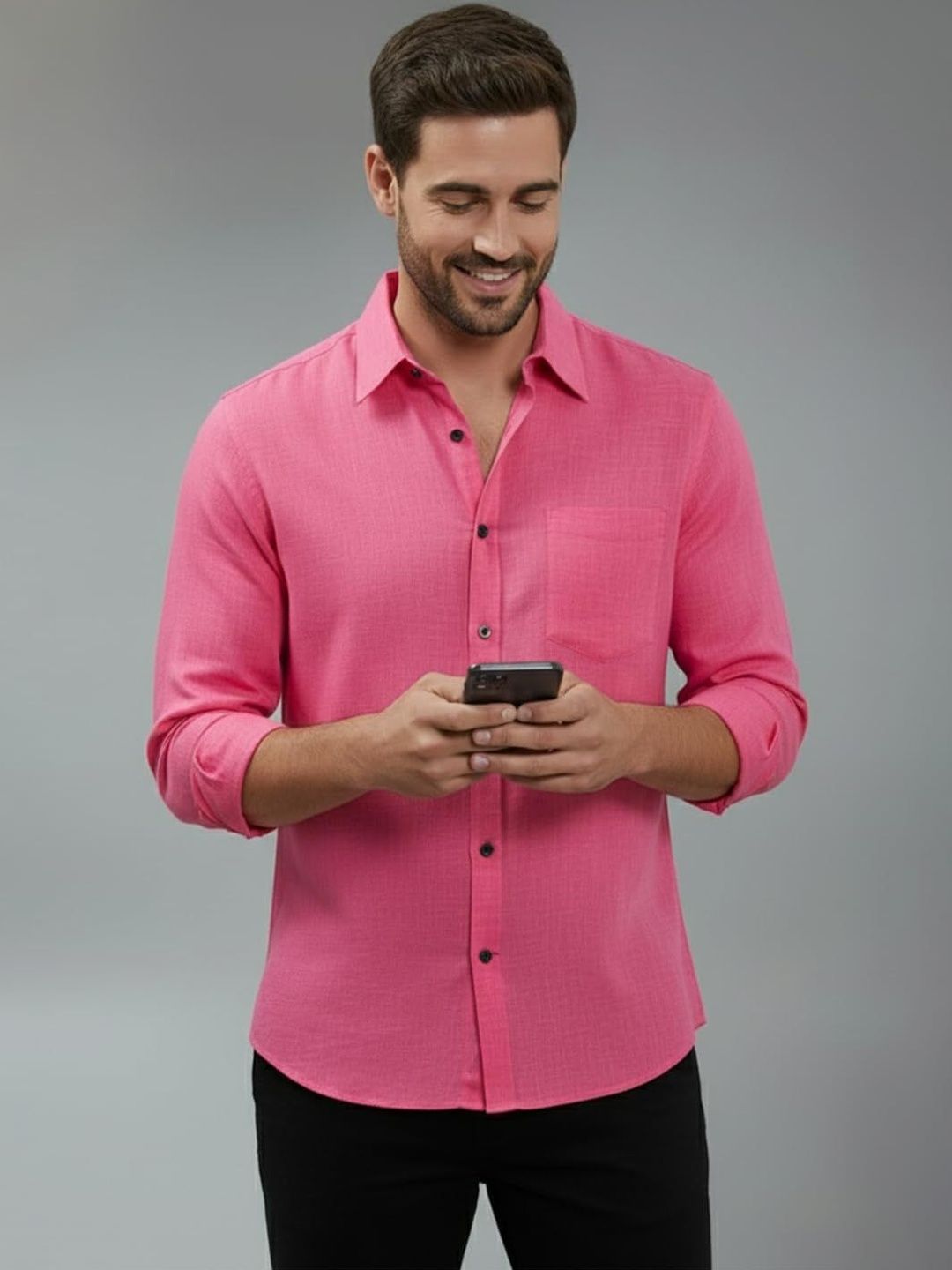 Vashuqi Men Smart Slim Fit Casual Shirt