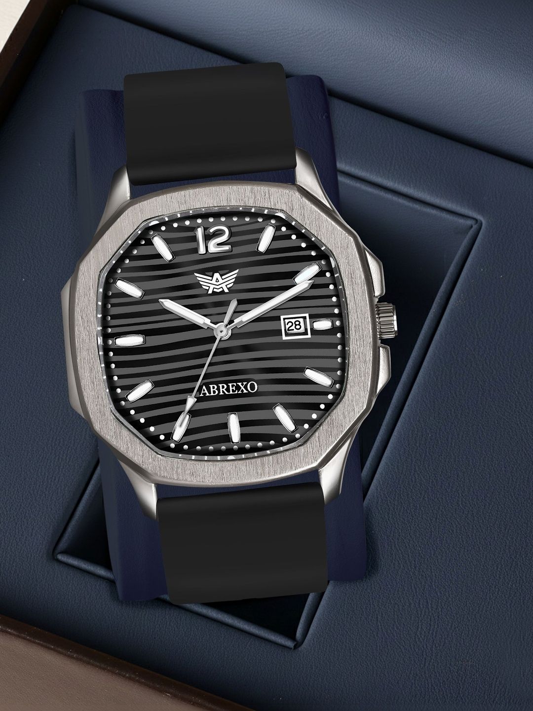 Abrexo Men Dial & Straps Analogue Date Aperture Watch Abx2365
