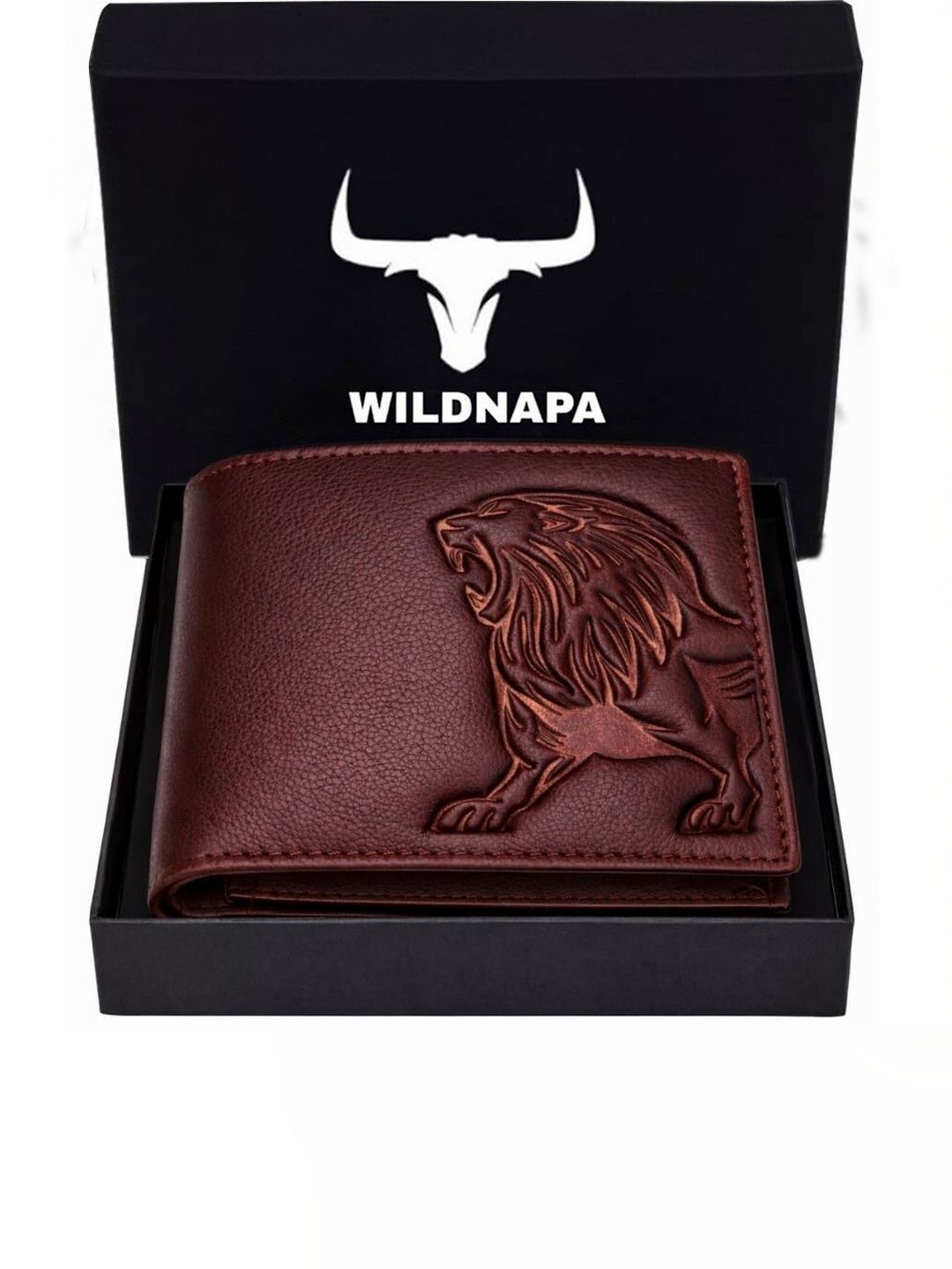 WILDNAPA Men Animal Textured Leather Two Fold Wallet