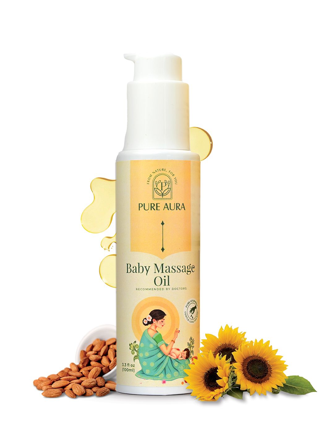 Pure Aura Baby Massage Oil With Almond Oil - 100 ml