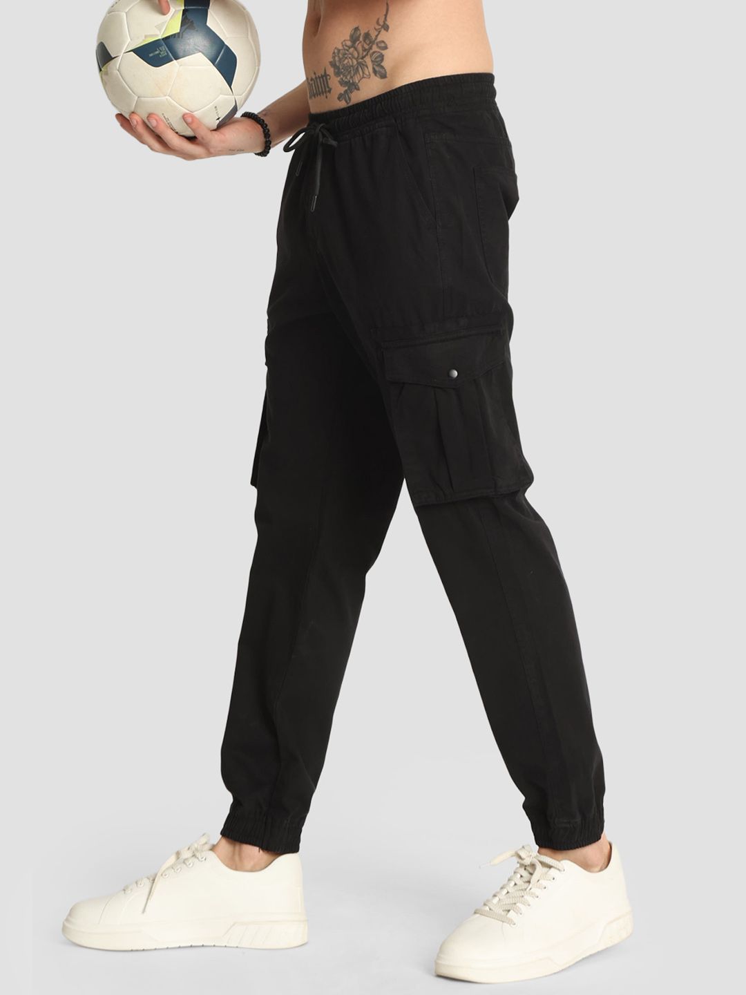 Roadster Men Black Regular Fit Pure Cotton Joggers