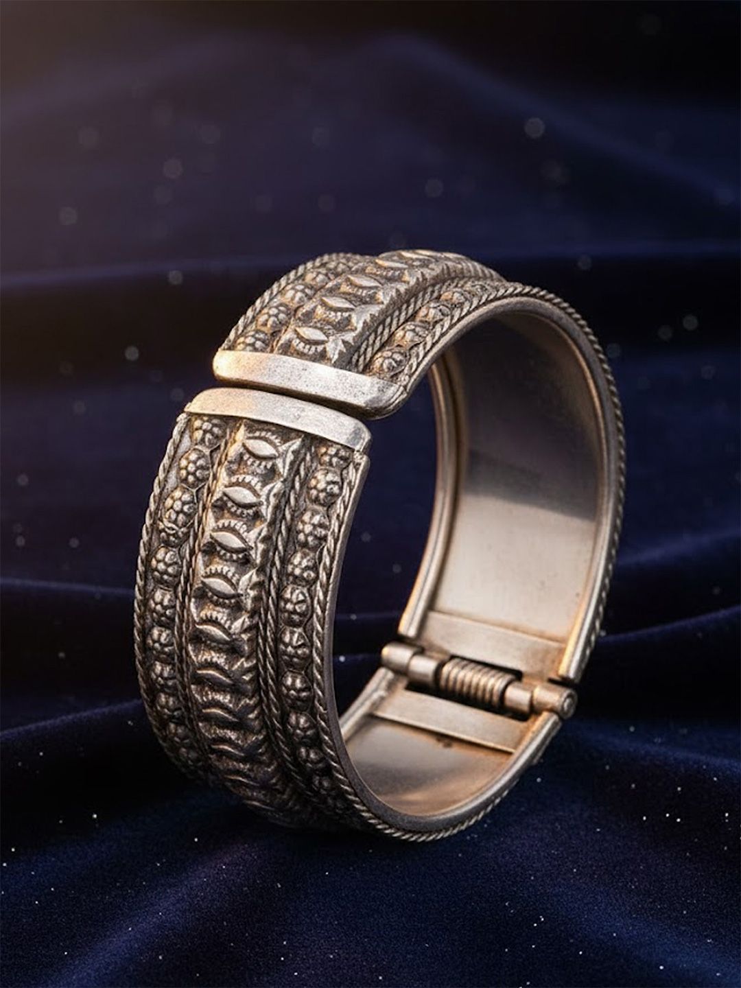 Adwitiya Collection Silver-Plated Oxidised Cuff Bracelet