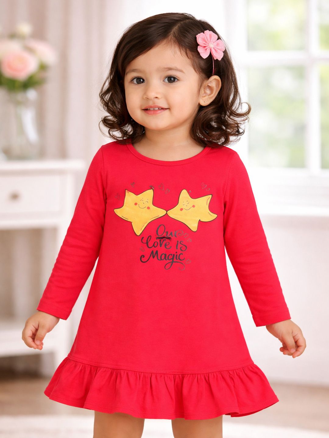 Bodycare Girls Round Neck Full Sleeve Knee Length Moisture Control A-Line Frock