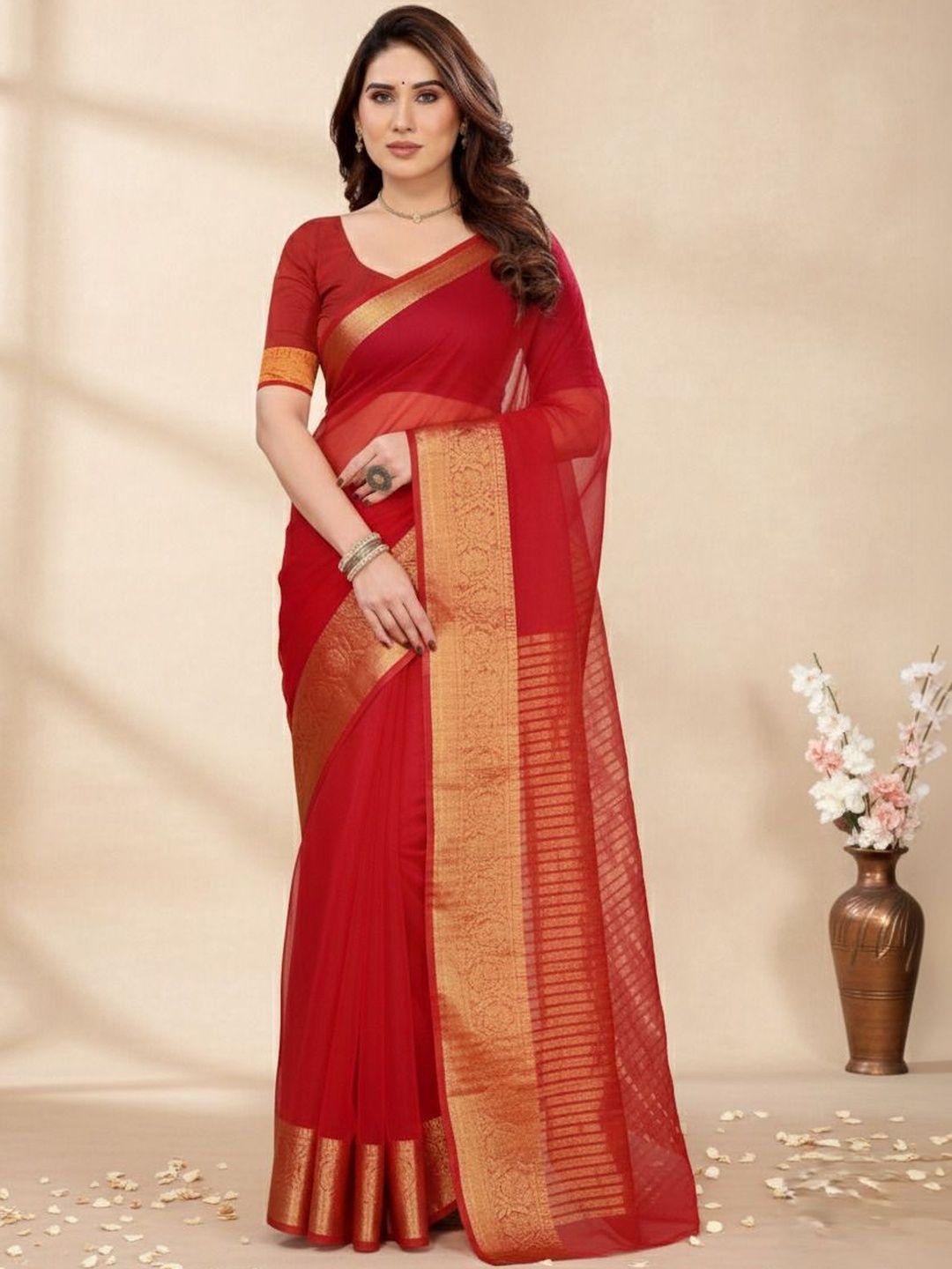 Anouk Mirage Woven Design Zari Organza Saree