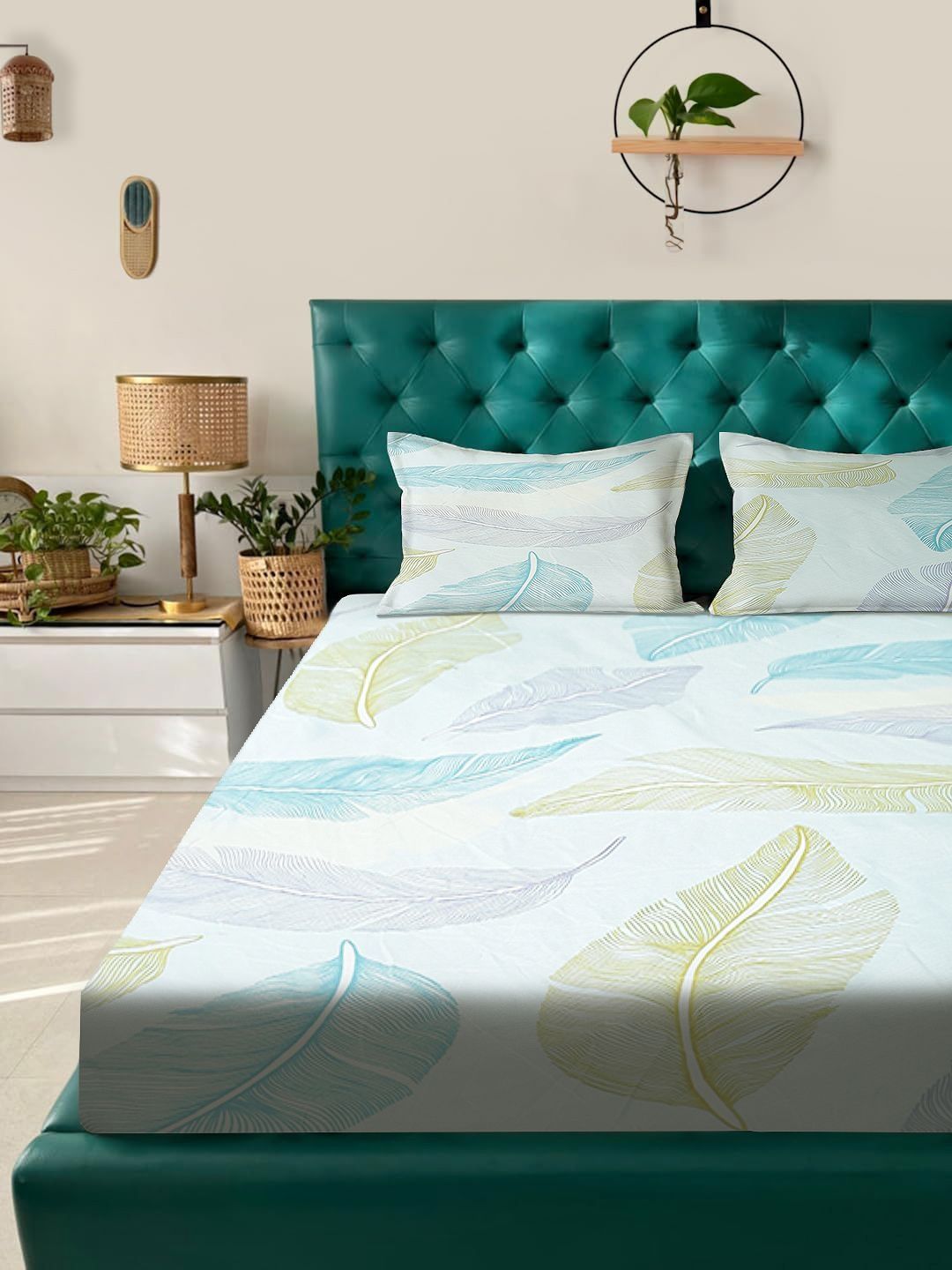 Buy Aura Off White King Bedsheet With 2 Pillow Covers -  - Home for Unisex