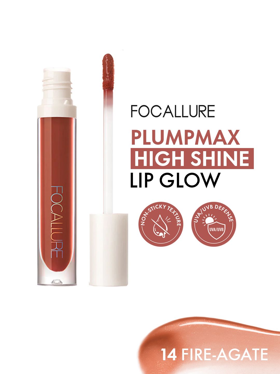 FOCALLURE Plumpmax High Shine Lip Glow Lip Gloss - 2.5 g - Fire Agate 14