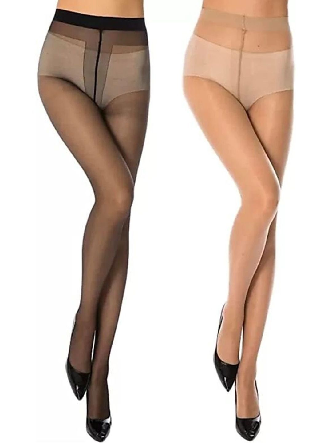 POLLOLOCO Pack Of 2 Thigh-High Sheered Stockings