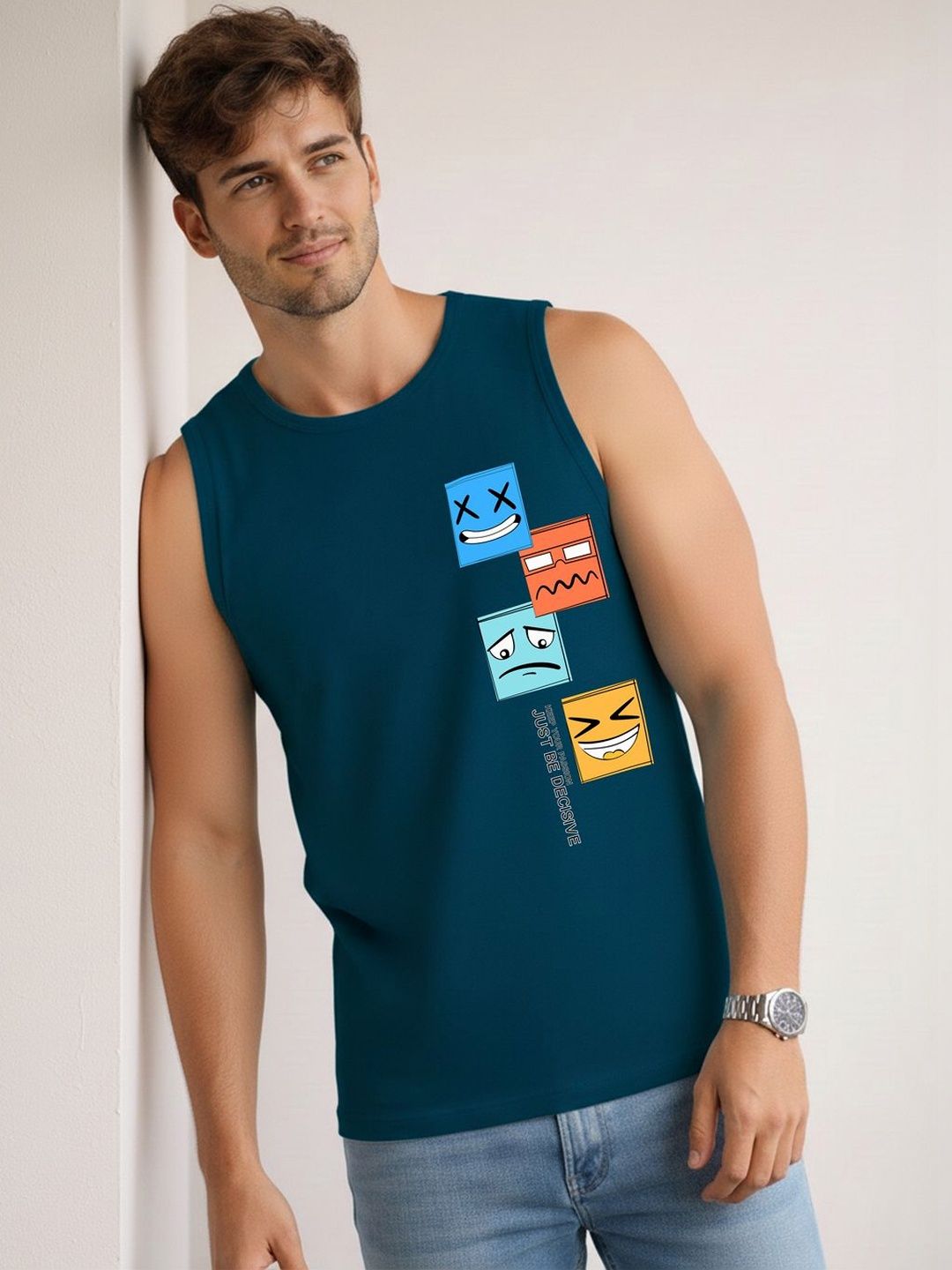 MINISTRY OF FRIENDS Printed Assorted Cotton Gym Vest