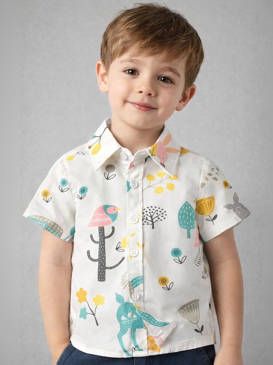 RAVYA TRENDZ Boys Printed Spread Collar Regular Fit Casual Shirt