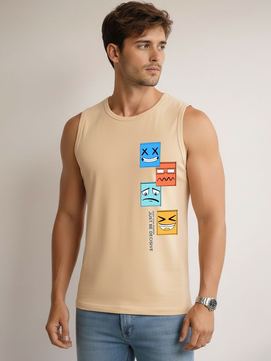 MINISTRY OF FRIENDS Printed Assorted Cotton Gym Vest