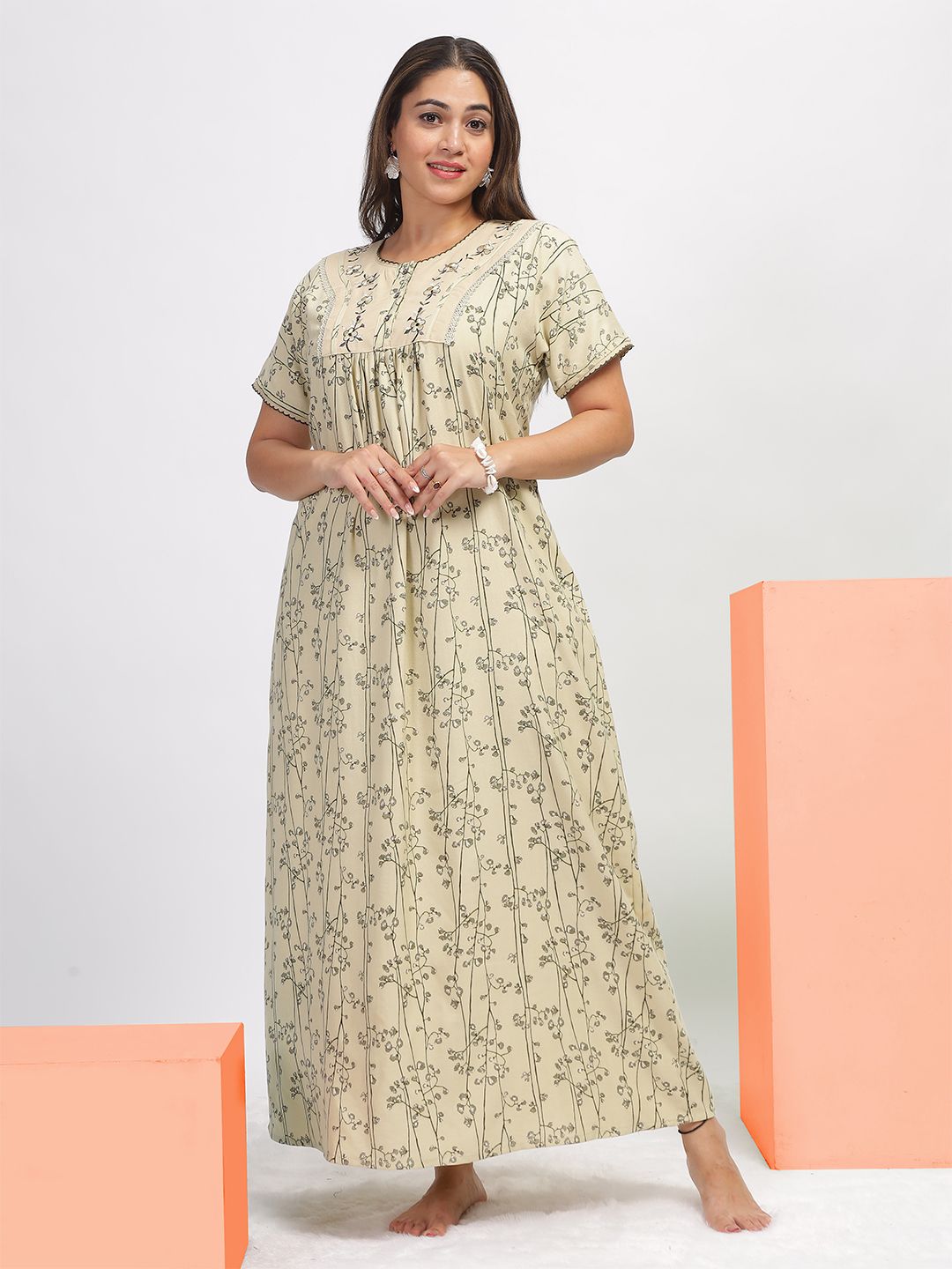 9shines Label Women Floral Printed Alpine Nightdress