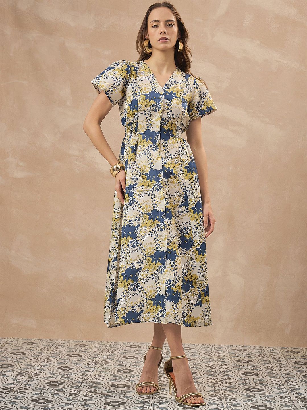 all about you Floral Print Crepe Fit & Flare Midi Dress