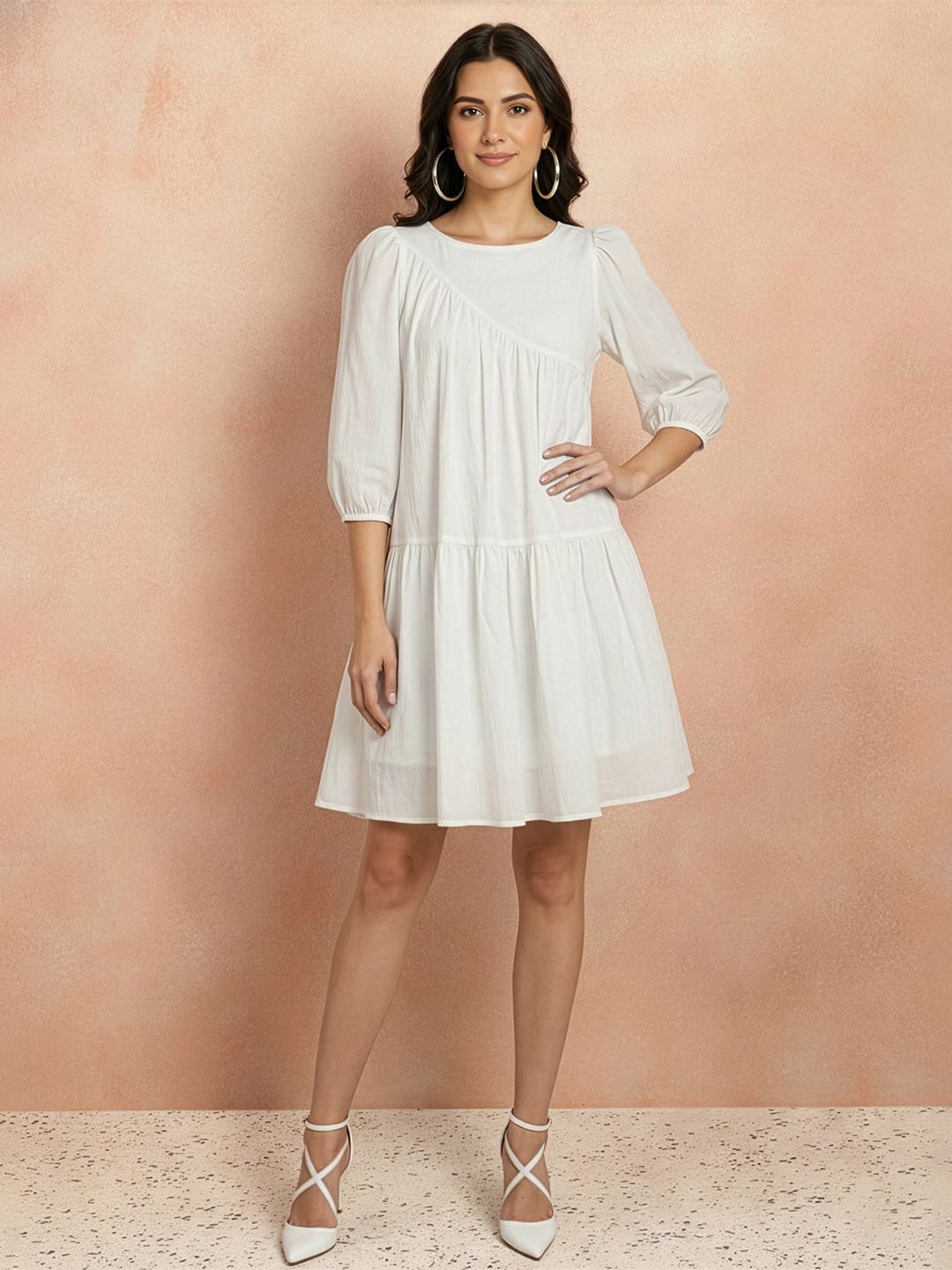 all about you Puff Sleeve Crepe A-Line Dress