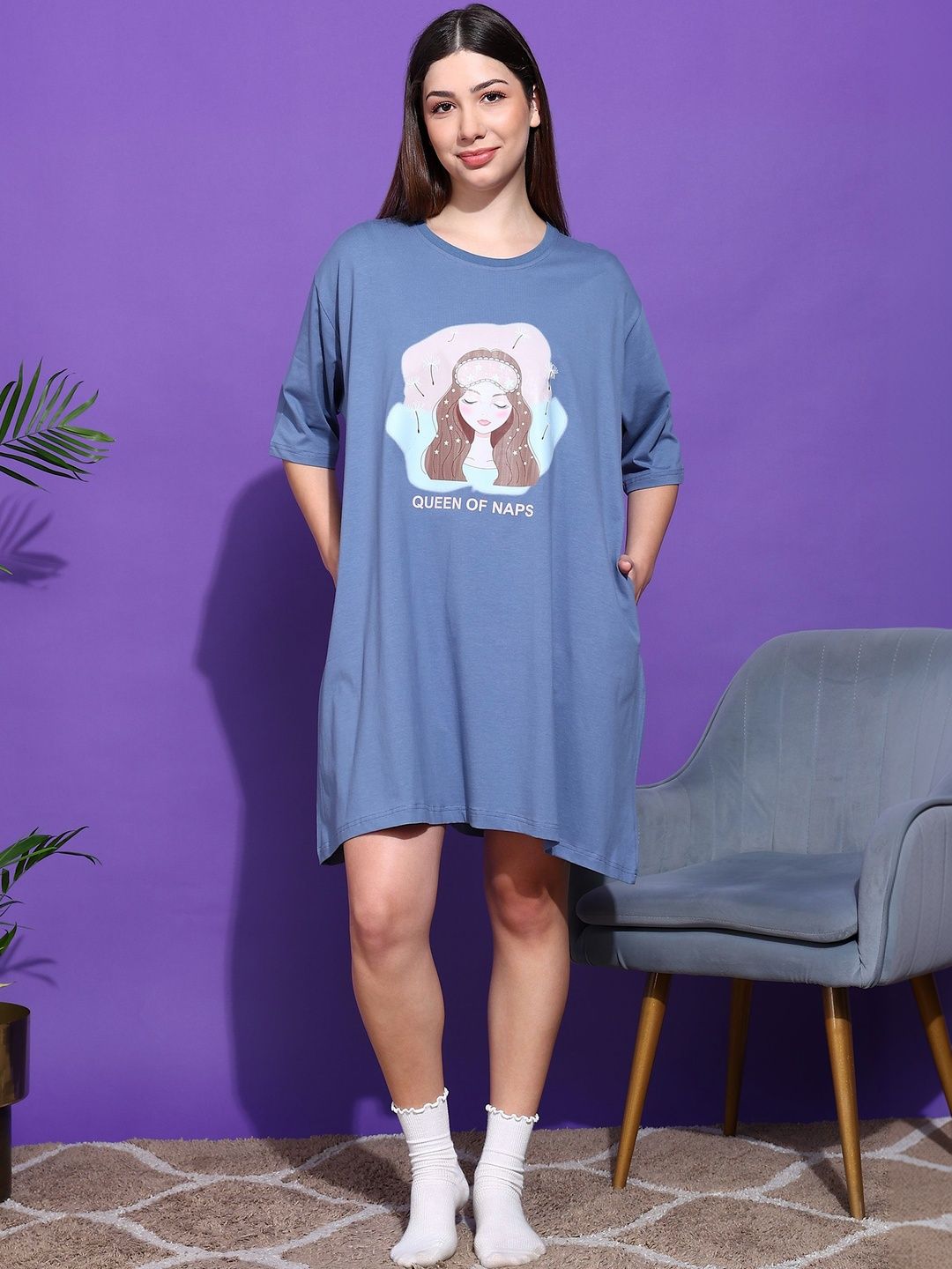 SWITCHOVER Printed Cotton Maxi Nightdress