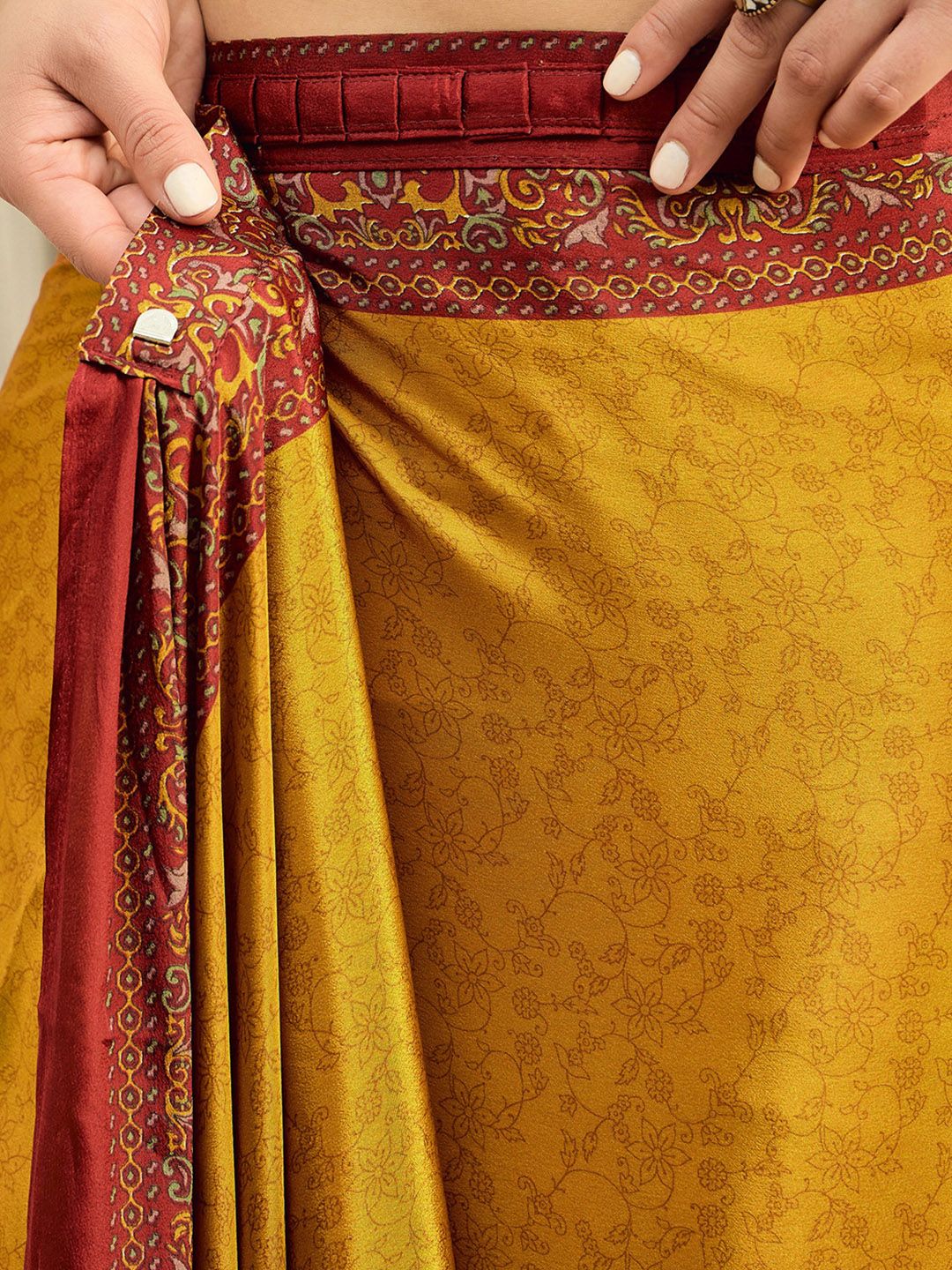Ethnic Motifs Pure Crepe Ready To Wear Saree 6