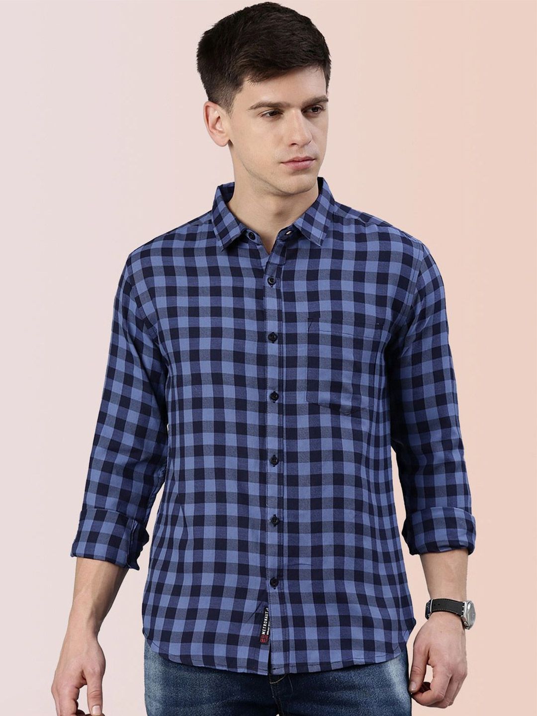 Metronaut Men Slim Fit Gingham Checks Checked Casual Shirt
