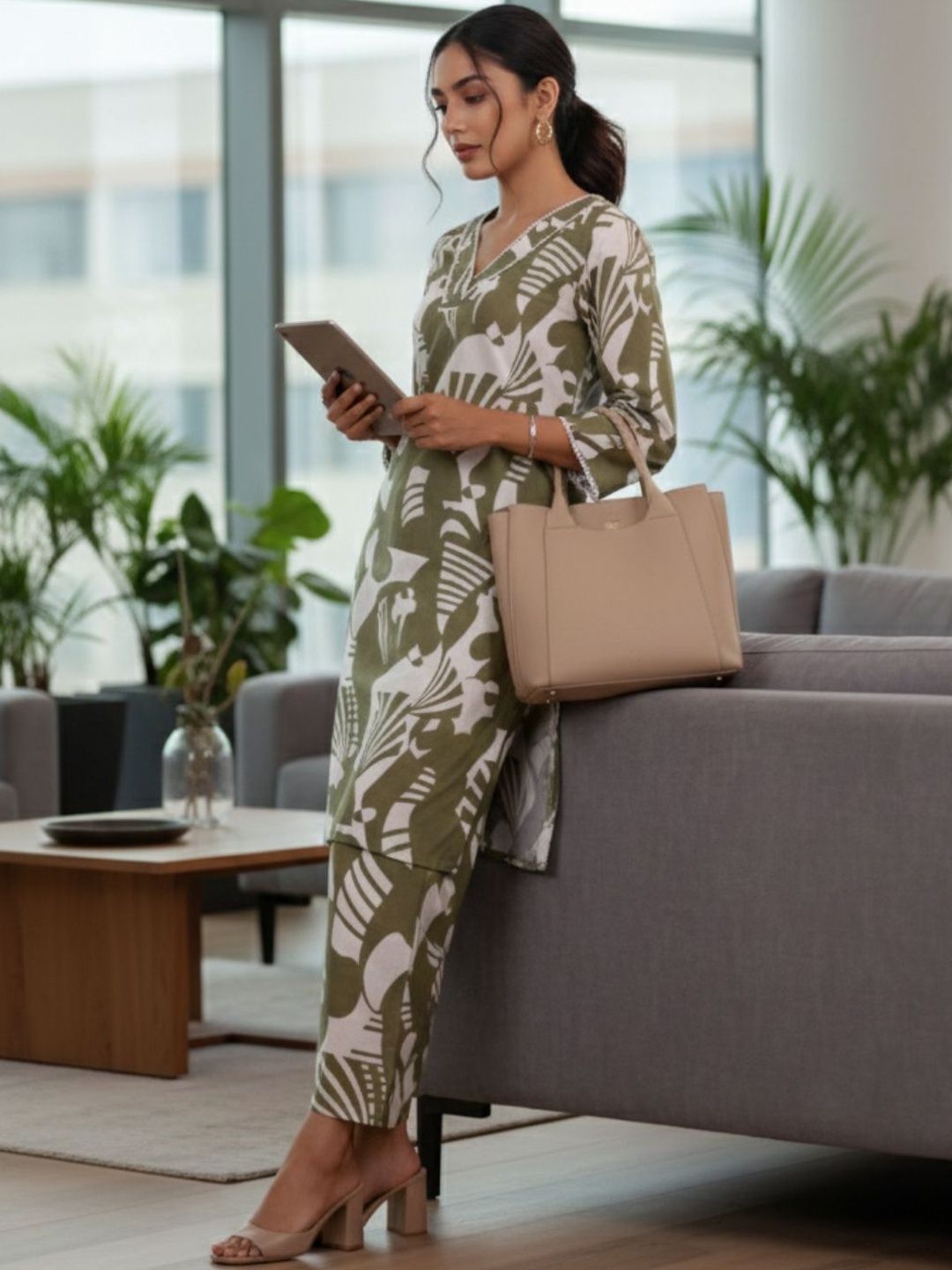 Varanga Women Printed Regular Pure Cotton Kurta with Trousers