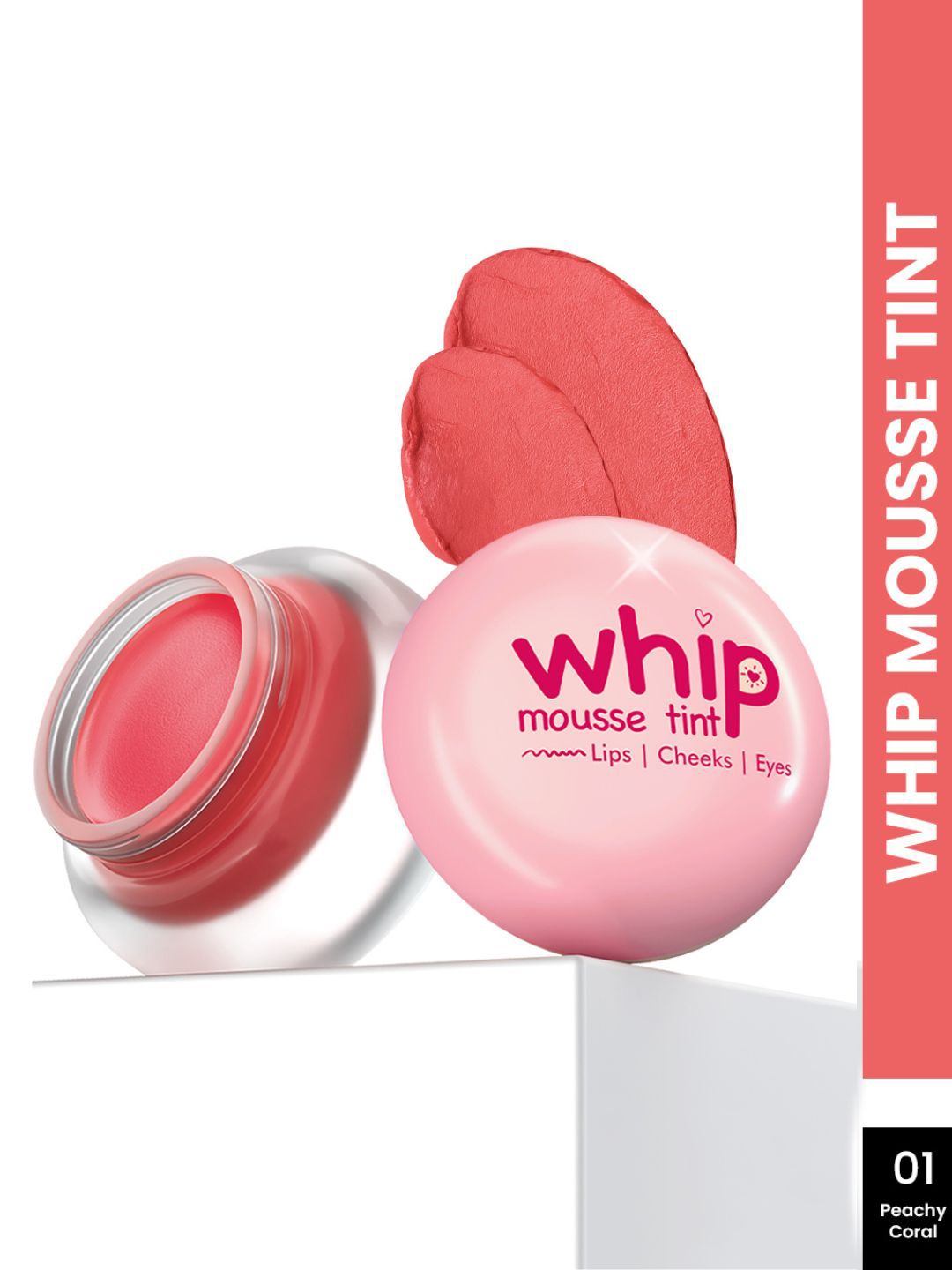 GLAM21 Whip Mousse Tint For Lips, Eyes & Cheeks With Vitamin E - Peachy Coral 01