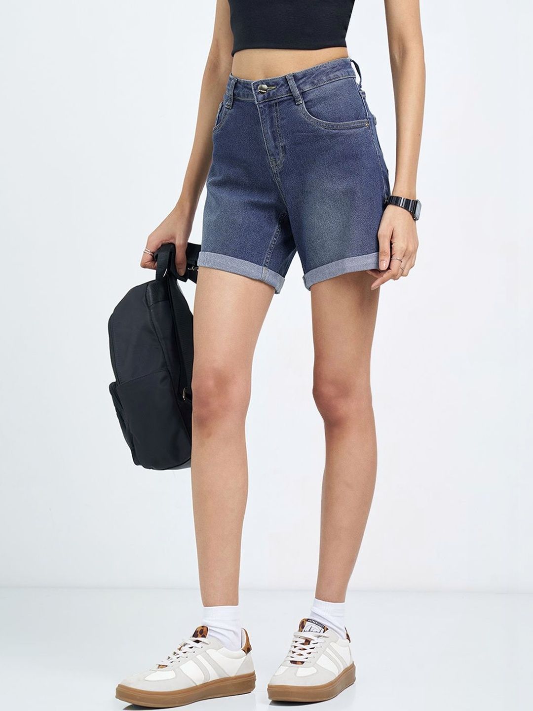 Women Washed Slim Fit High-Rise Technology Shorts