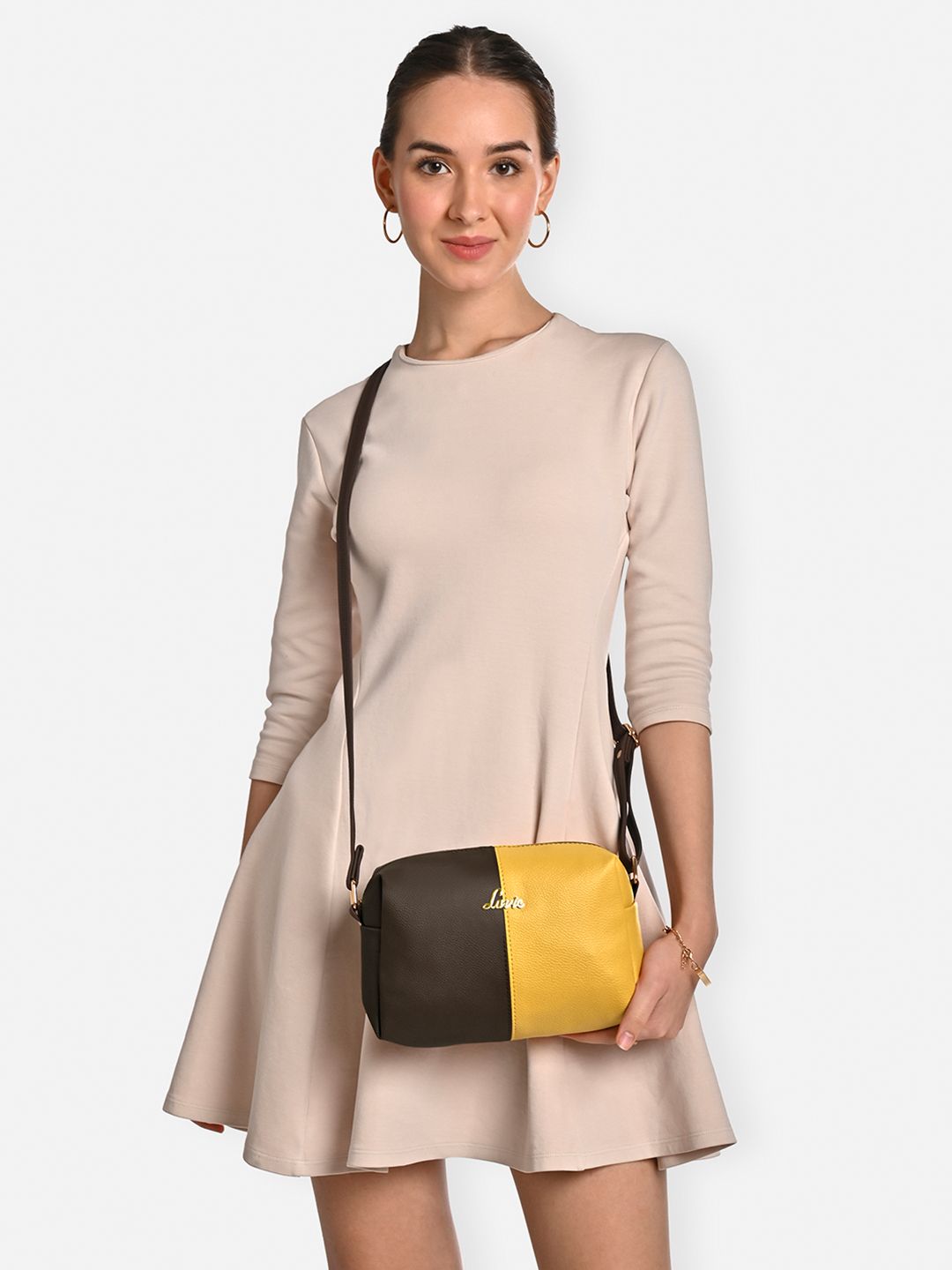 Lavie Tori Colourblocked Synthetic Leather Structured Sling Bag