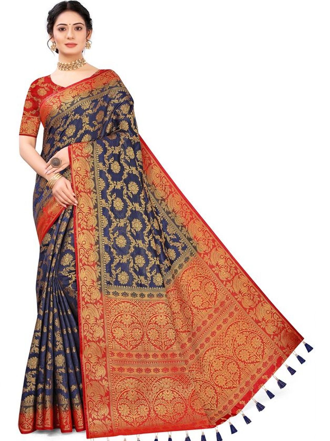COSBILA FASHION Ethnic Motifs Zari Silk Cotton Heavy Work Saree