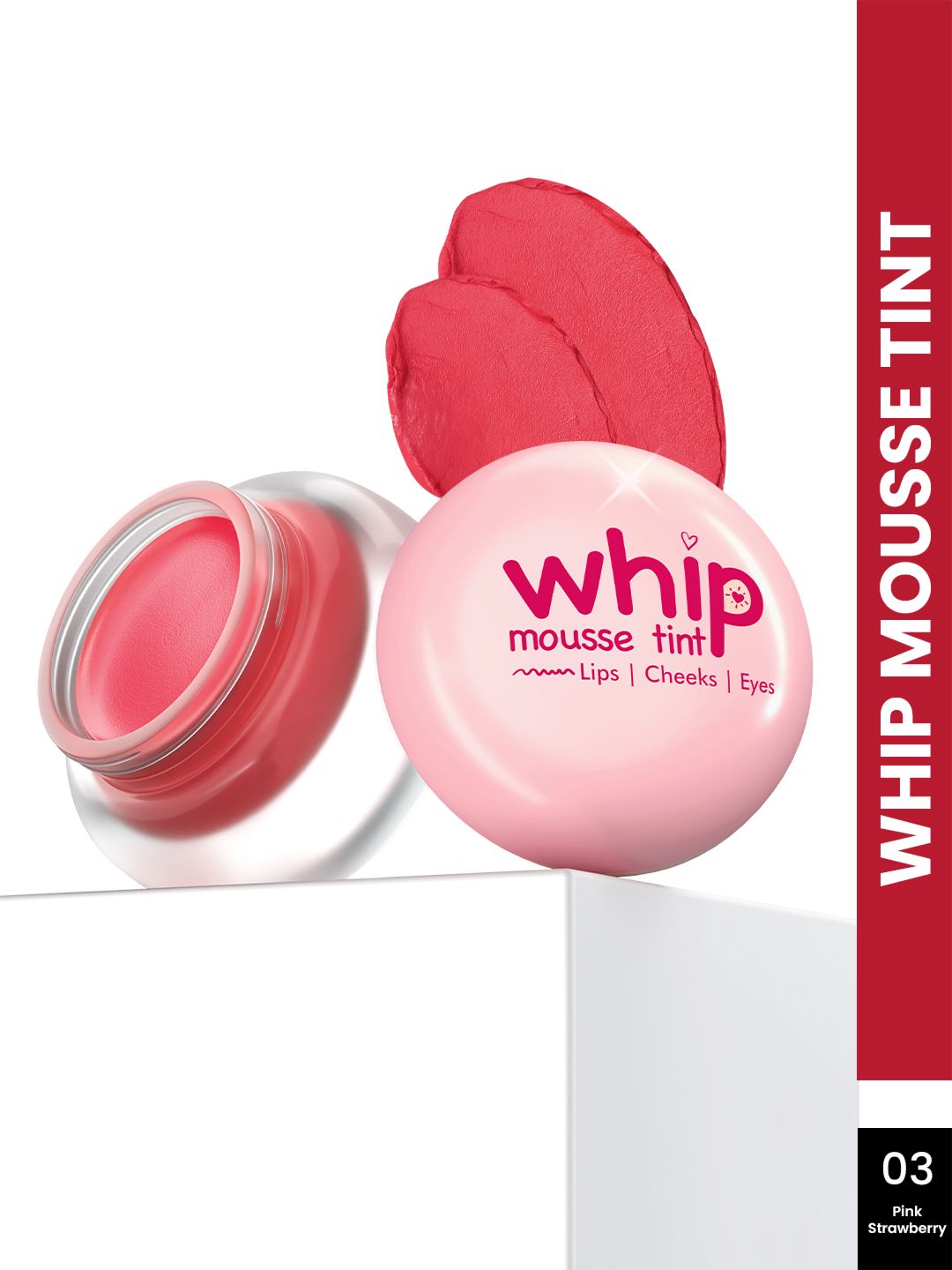 GLAM21 Whip Lips Eyes & Cheeks Mousse Tint with Vitamin E 4g - Pink Strawberry 03