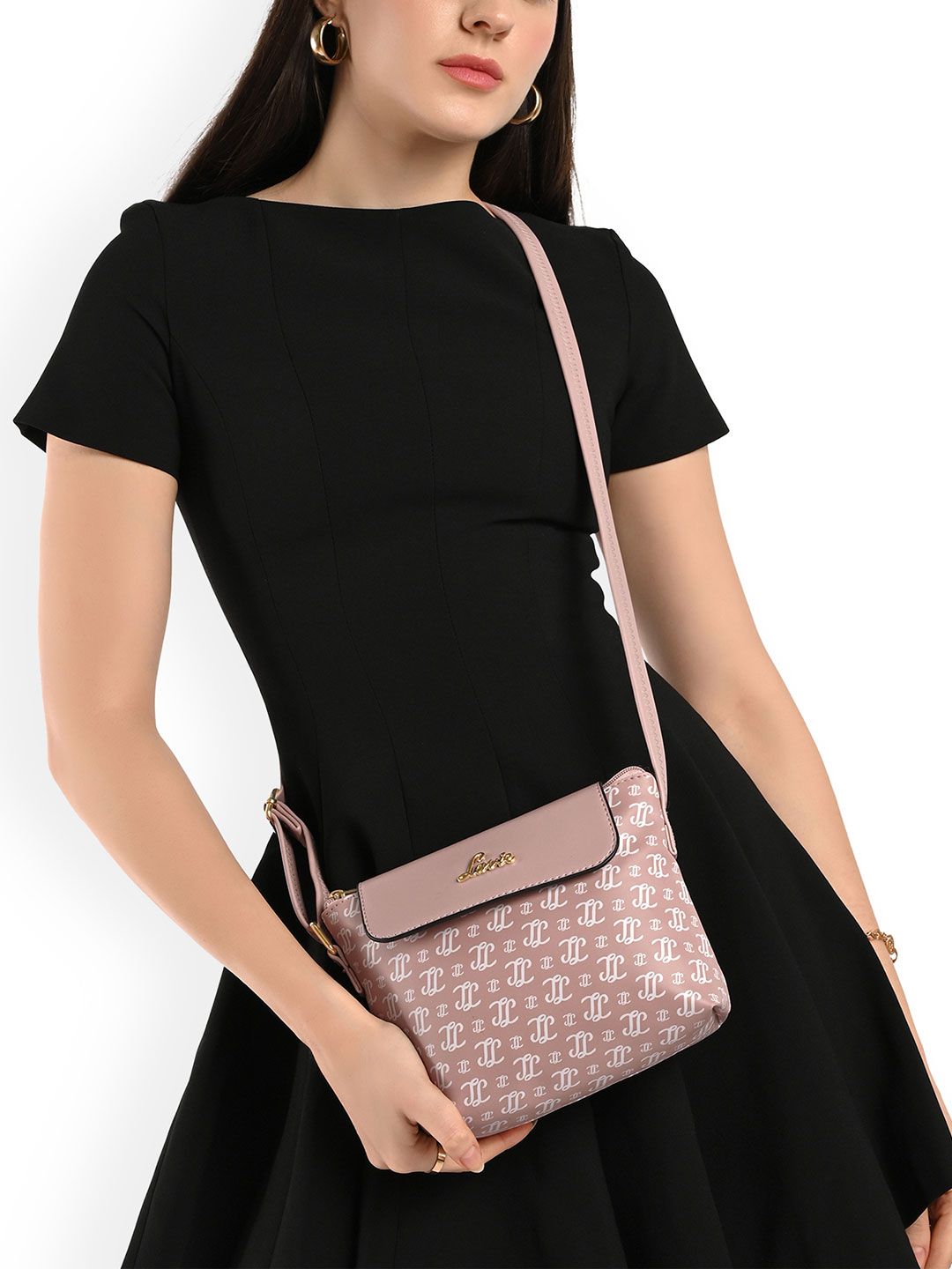 Lavie Brand Logo Printed Synthetic Leather Structured Sling Bag