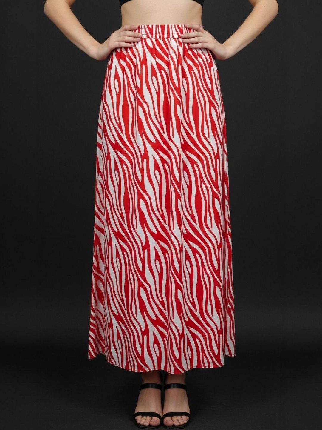 Vagisha Women Abstract Maxi Flared Skirt