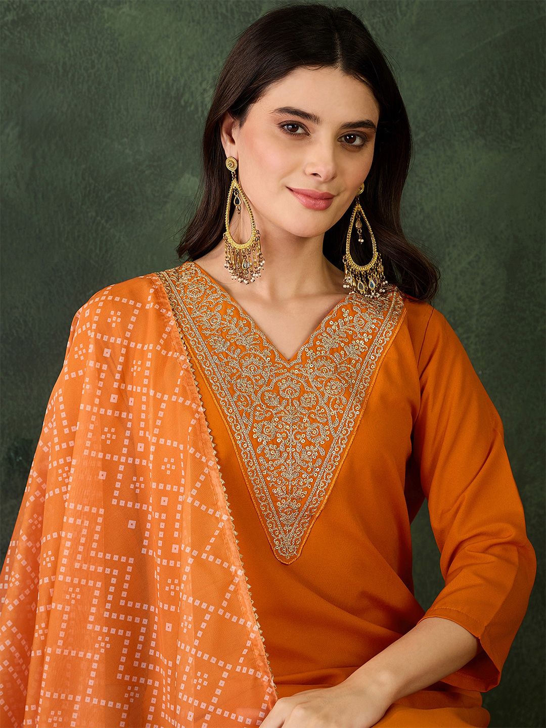Women Ethnic Motifs Embroidered Regular Kurta with Trousers & With Dupatta 2