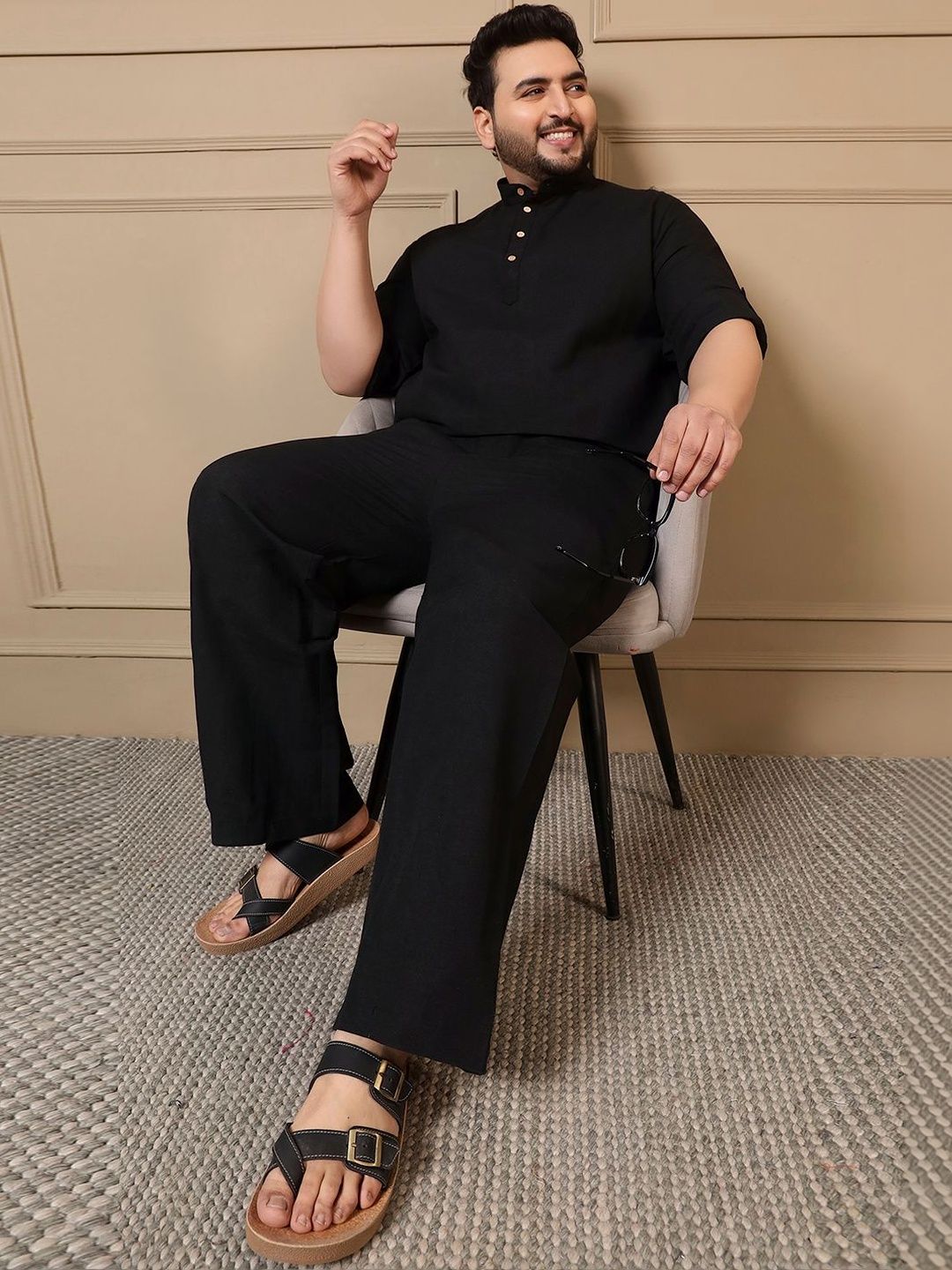 Buy Amanush Plus Size Cotton Tunic With Trousers -  - Apparel for Men