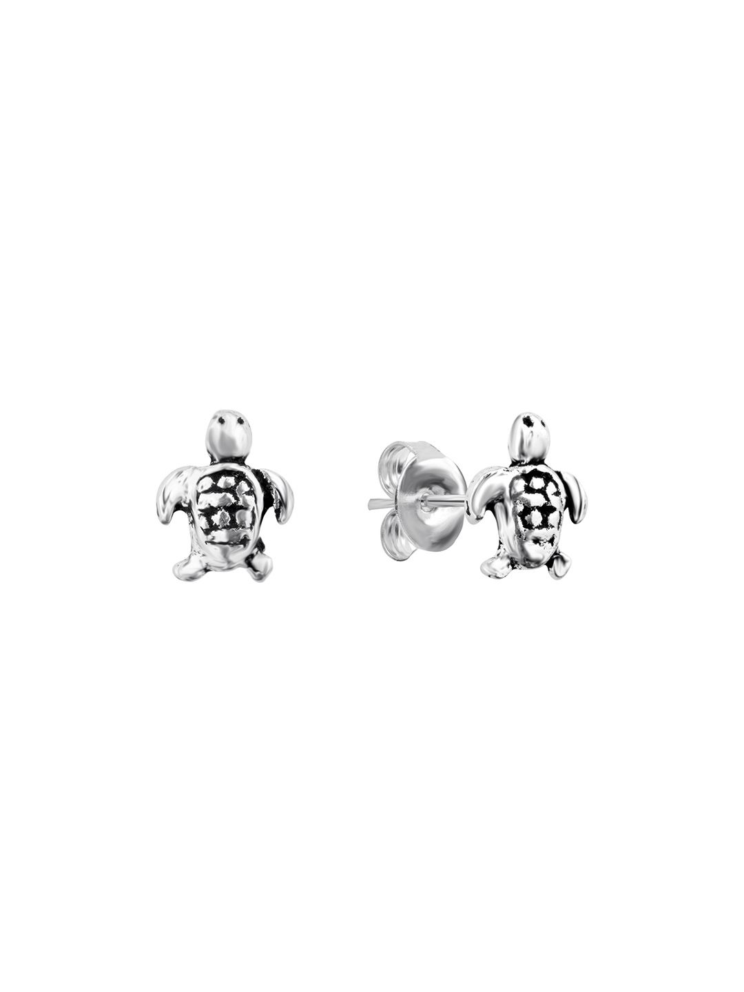 925 Sterling Silver Oxidised Turtle Studs