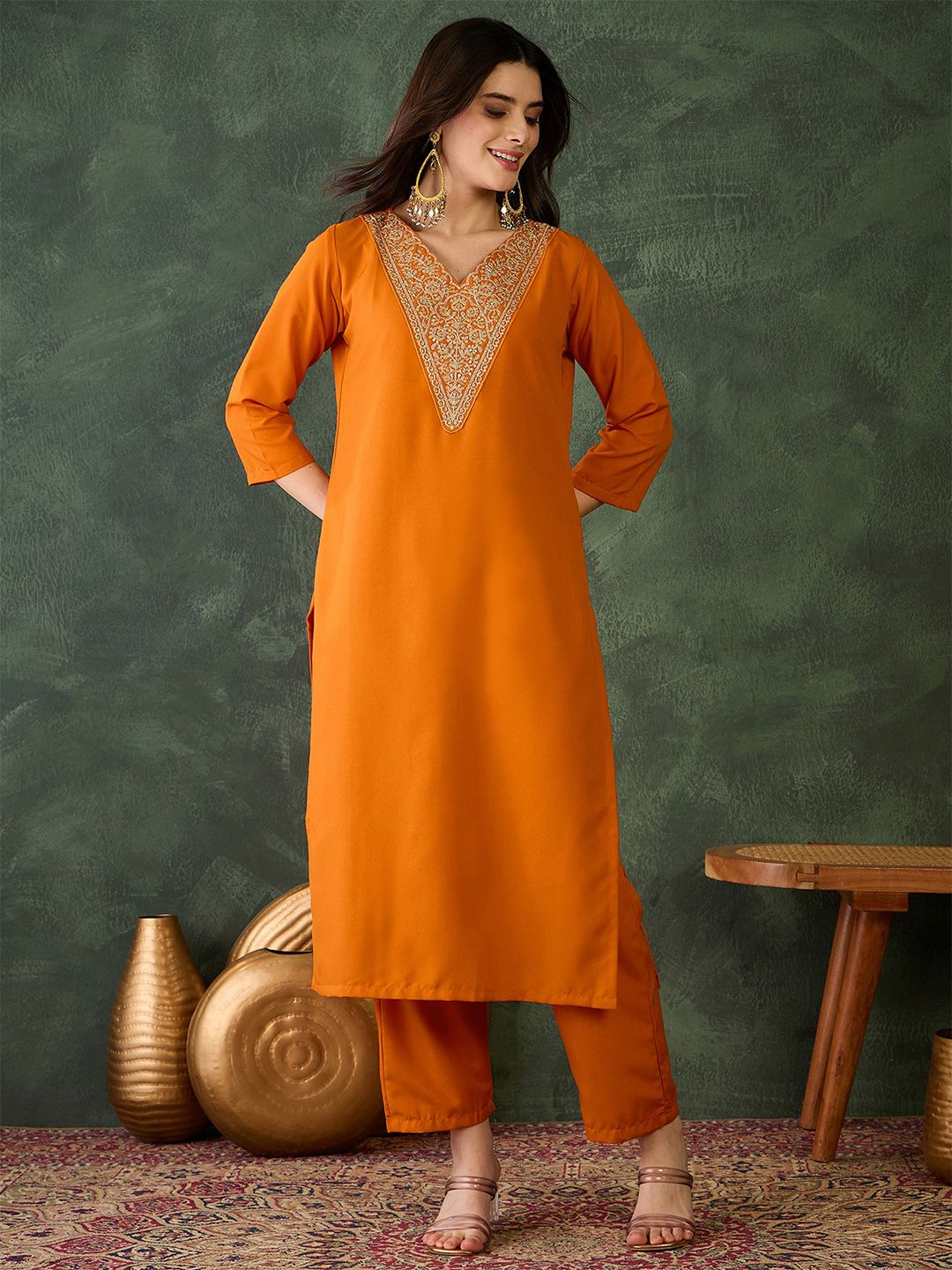 Women Ethnic Motifs Embroidered Regular Kurta with Trousers & With Dupatta 6