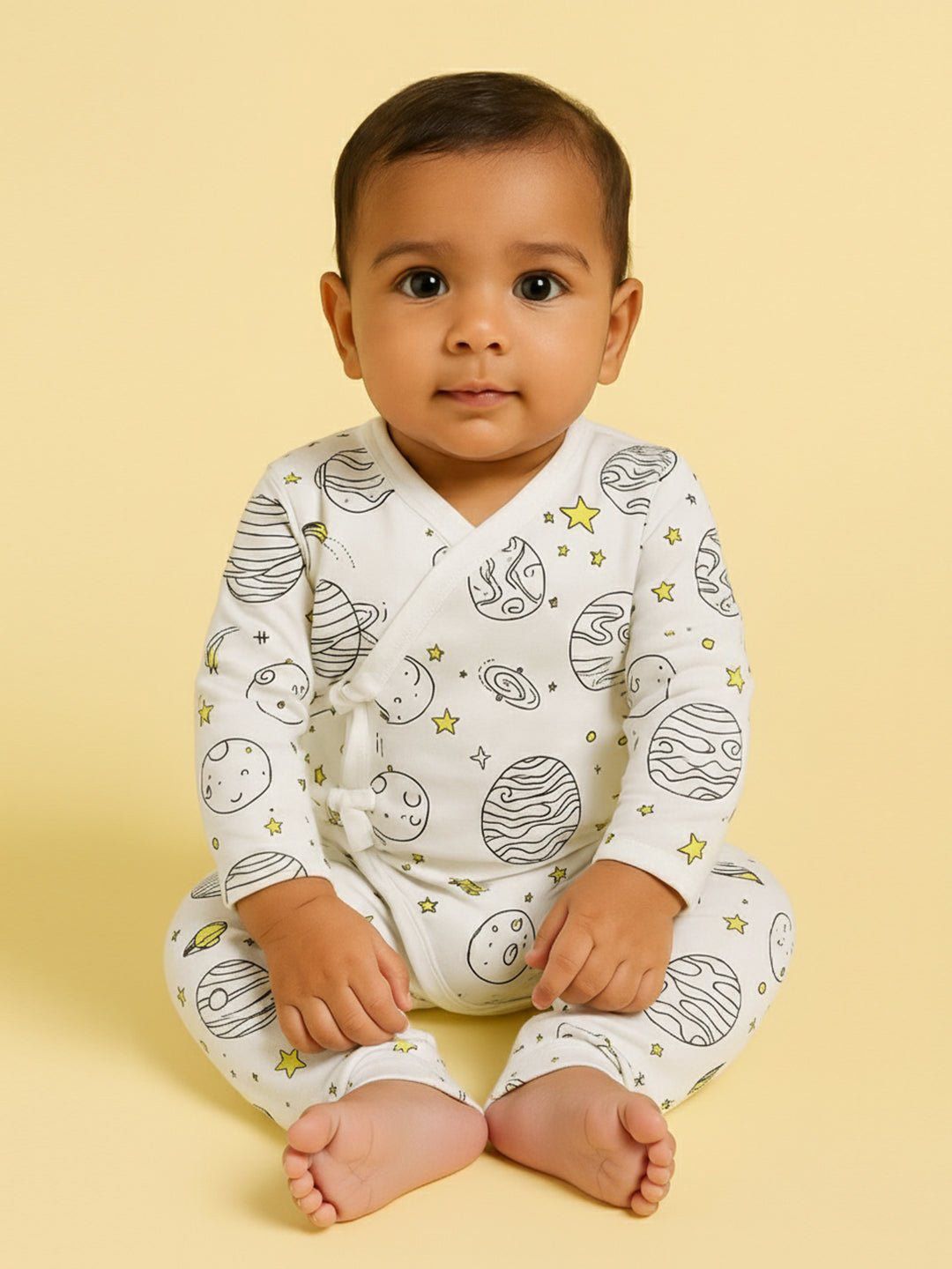Buy The Mom Store Kids White & Black Printed Cotton Rompers -  - Apparel for Unisex Kids