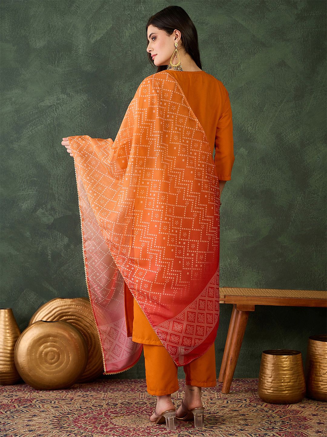 Women Ethnic Motifs Embroidered Regular Kurta with Trousers & With Dupatta 5