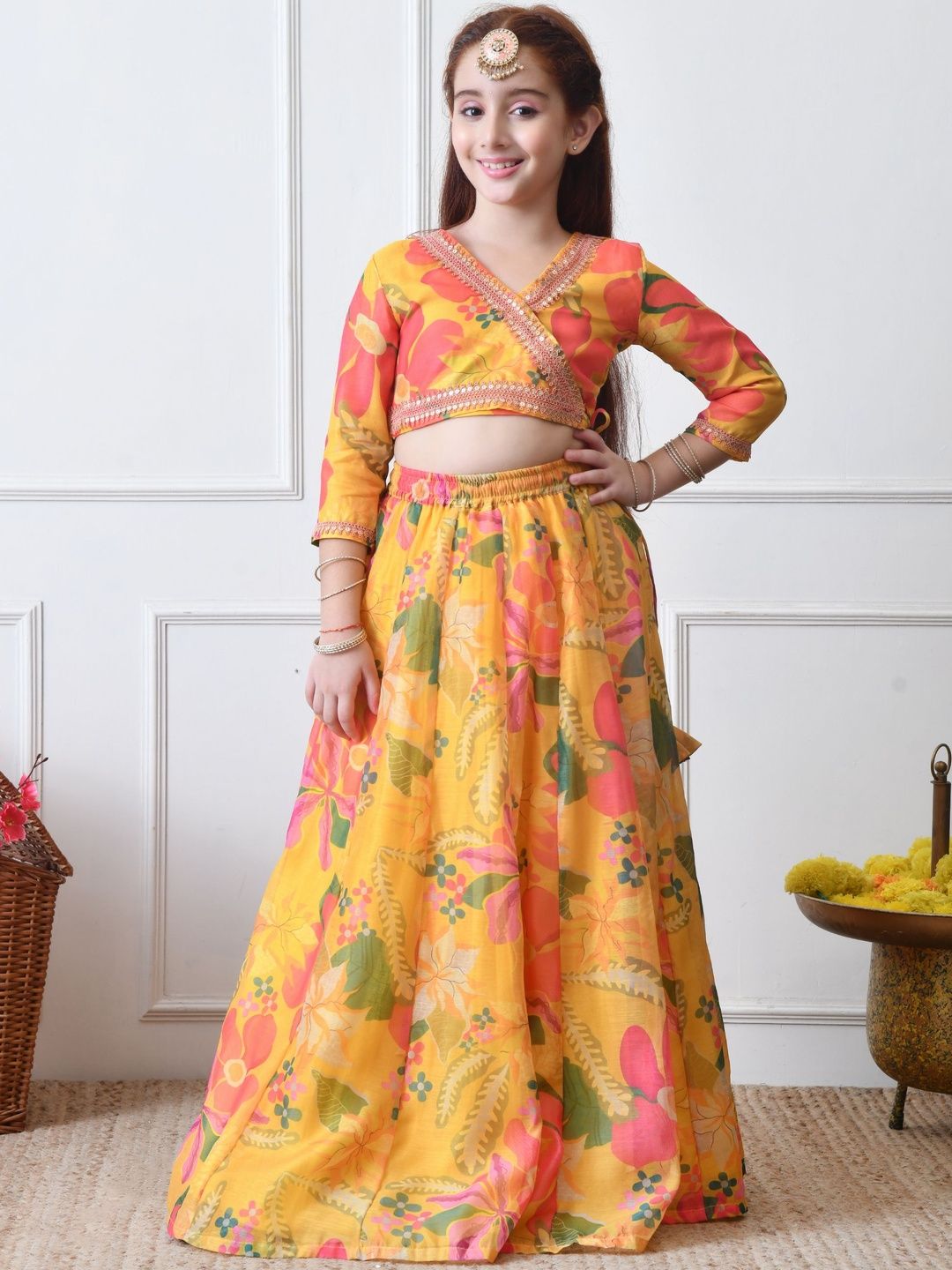 Girls Embroidered Flared Lehenga Choli with Dupatta 7