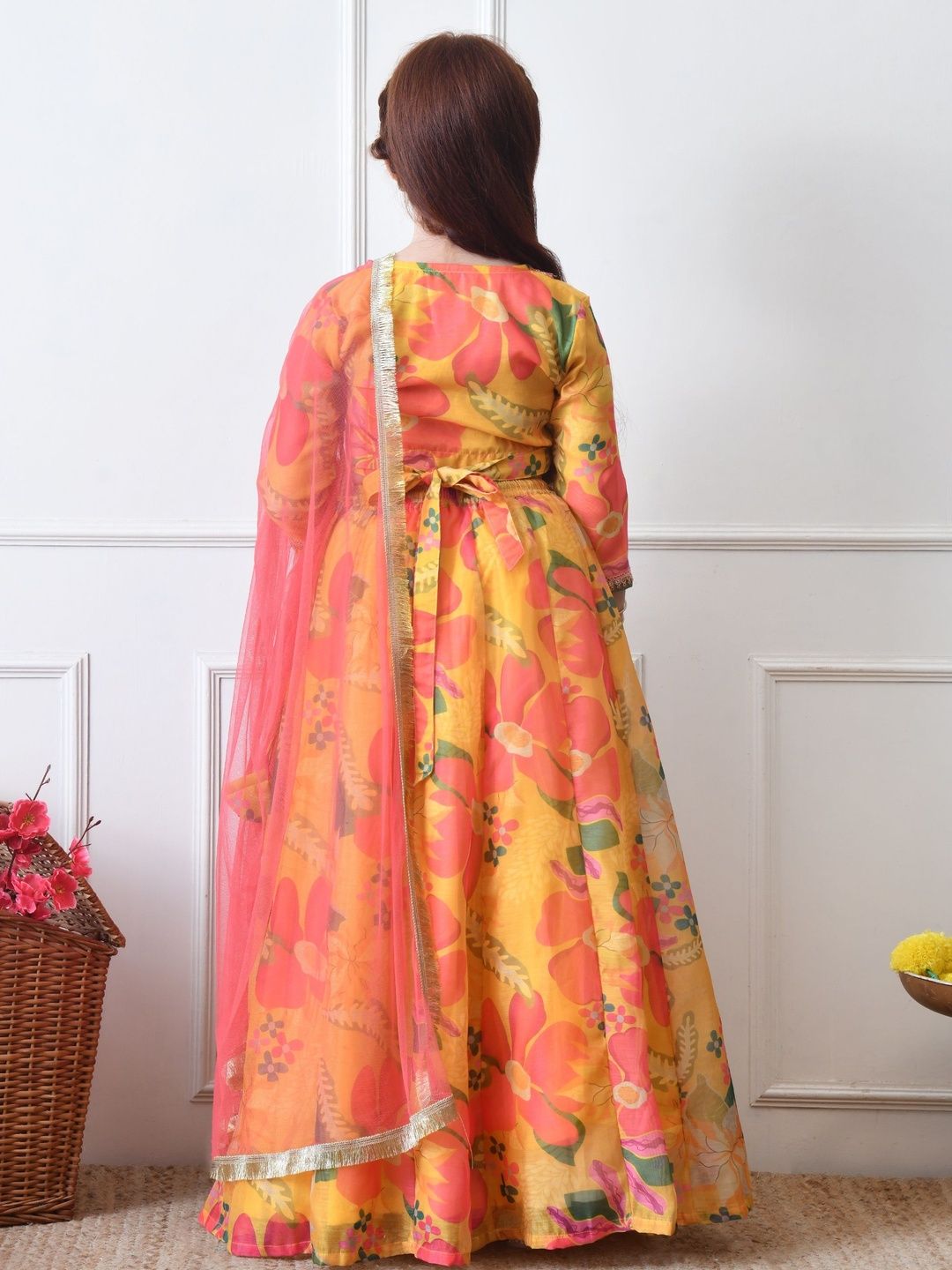 Girls Embroidered Flared Lehenga Choli with Dupatta 5