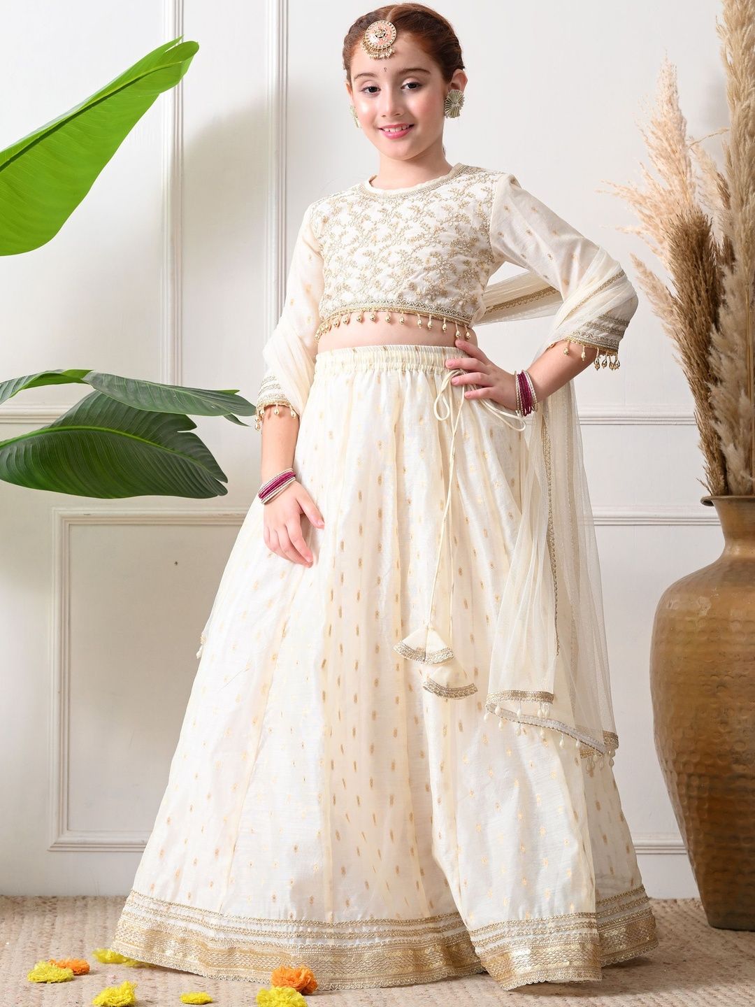 Girls Embroidered Flared Lehenga Choli with Dupatta 6