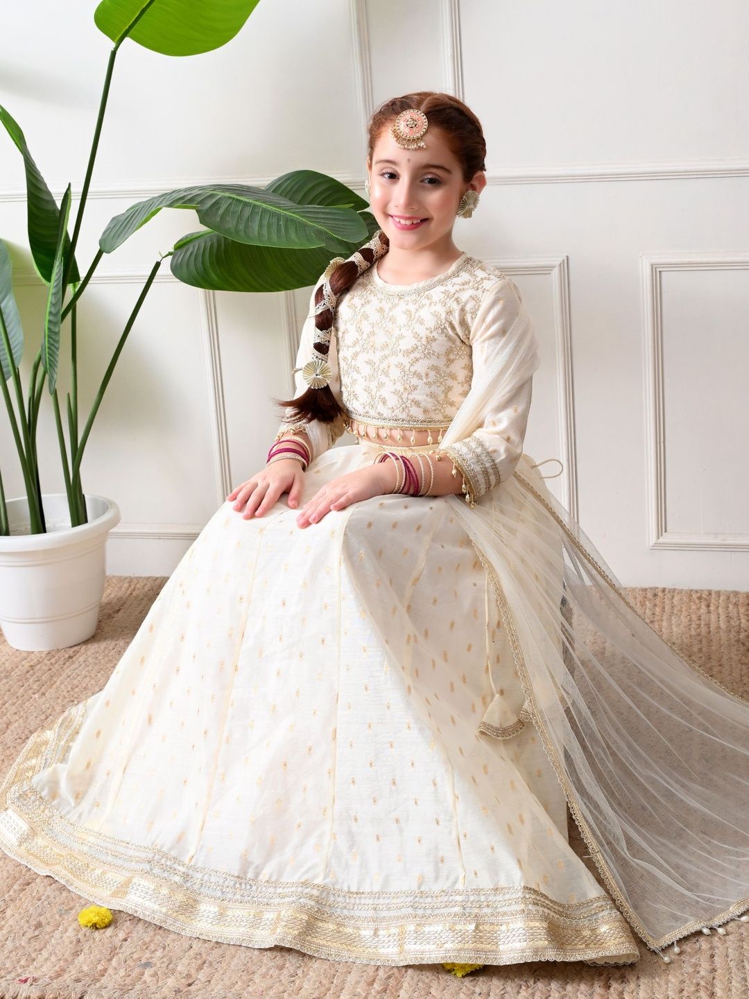 Girls Embroidered Flared Lehenga Choli with Dupatta 7