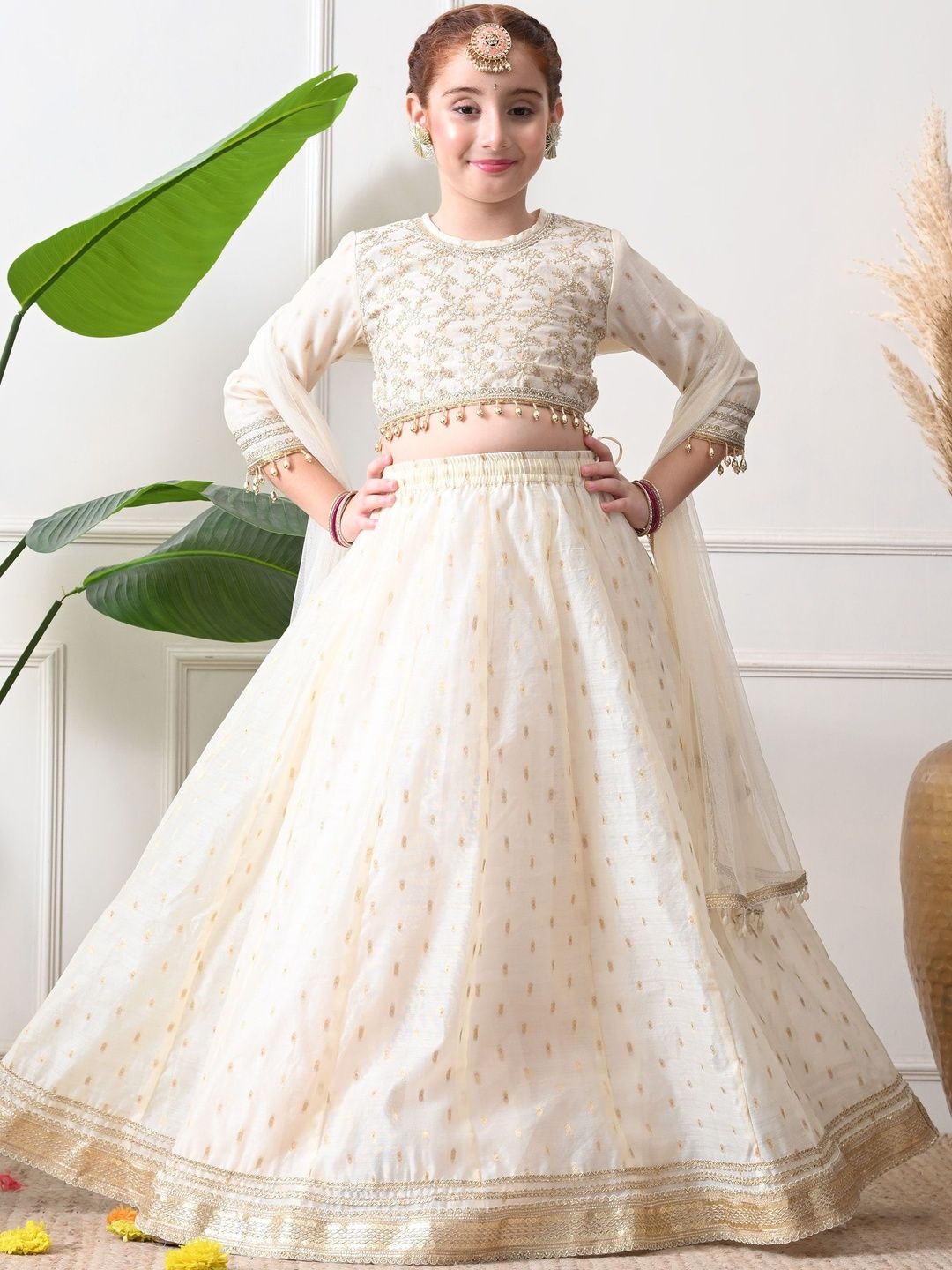 Girls Embroidered Flared Lehenga Choli with Dupatta 5