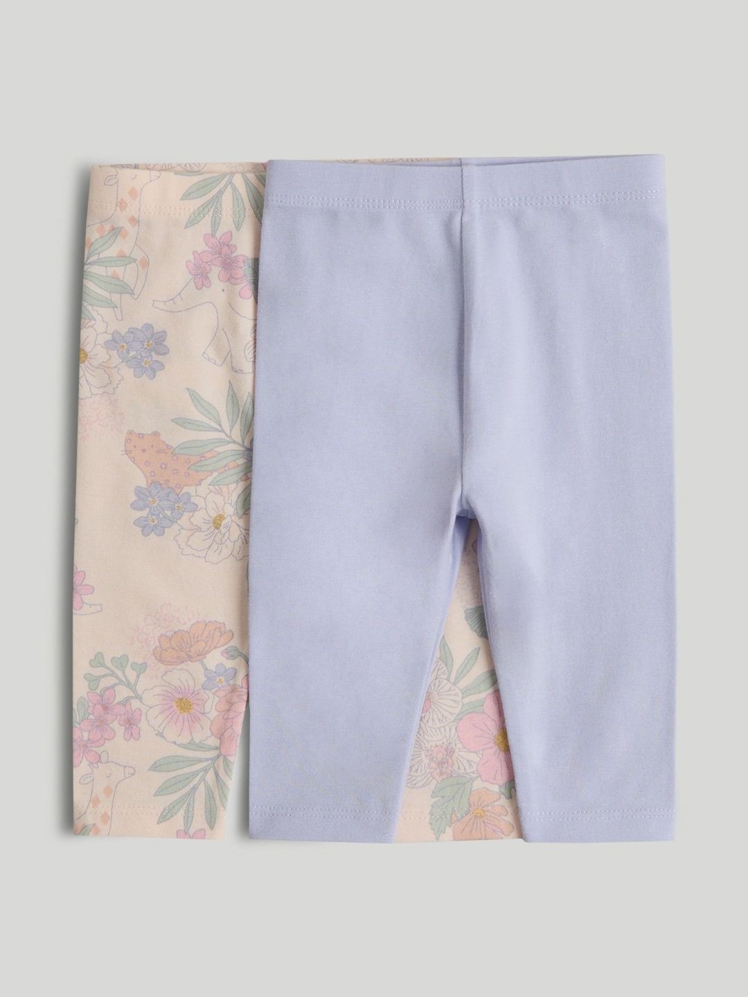 mothercare Girls Pack of 2 Cotton Blend Printed Ankle Length Leggings