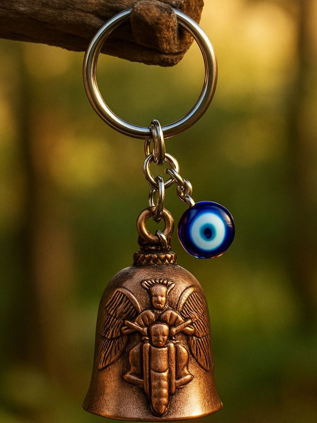 GT Gala Time Textured Bike Theme Bell and Evil Eye Key chain