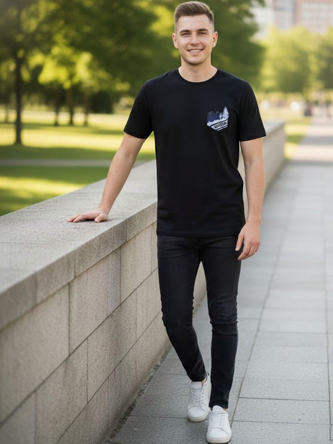 The Roadster Lifestyle Co Printed Cotton Round Neck T-shirt
