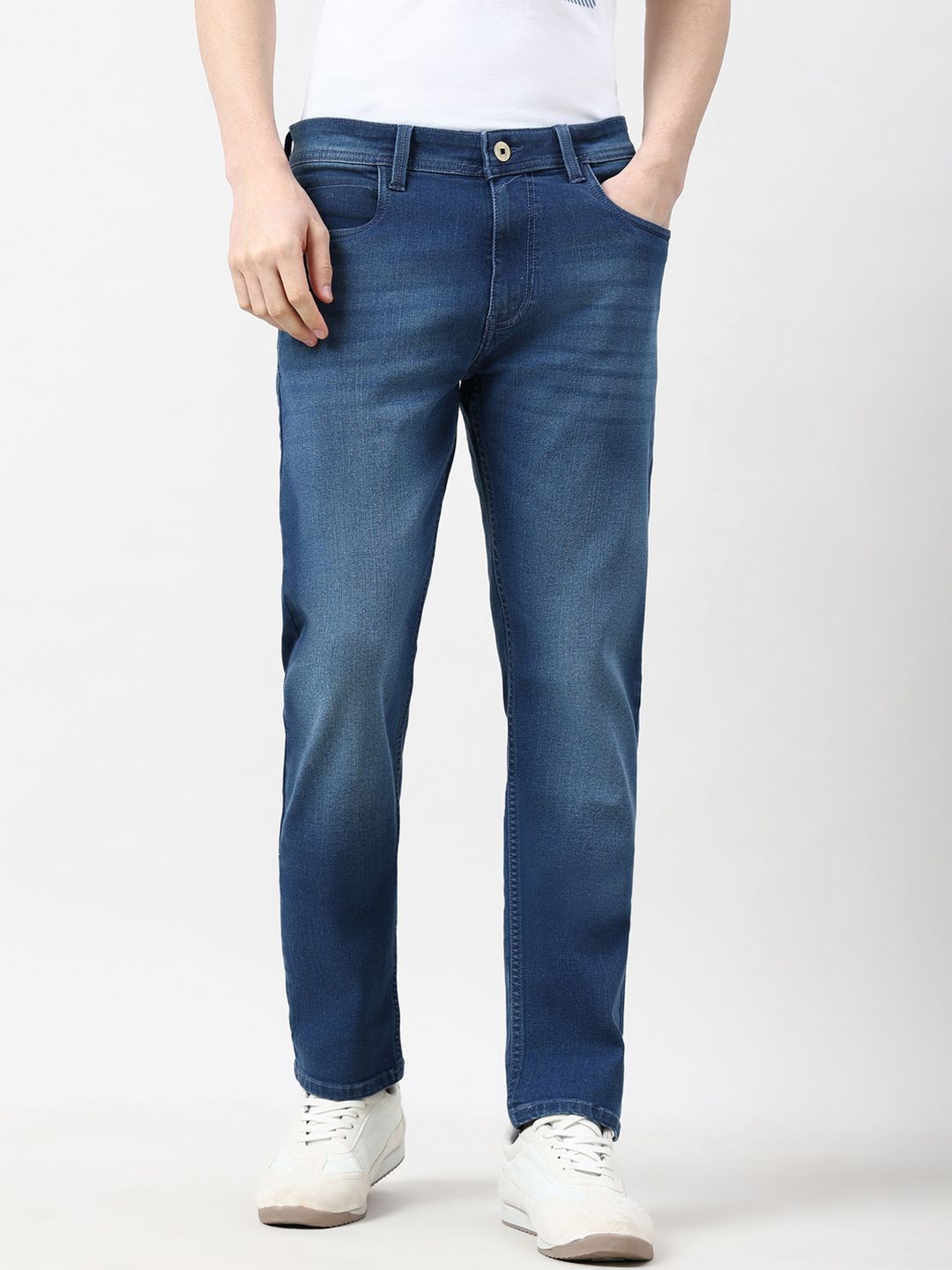 Peter England Casuals Men Mid-Rise Tapered Fit Heavy Fade Jeans