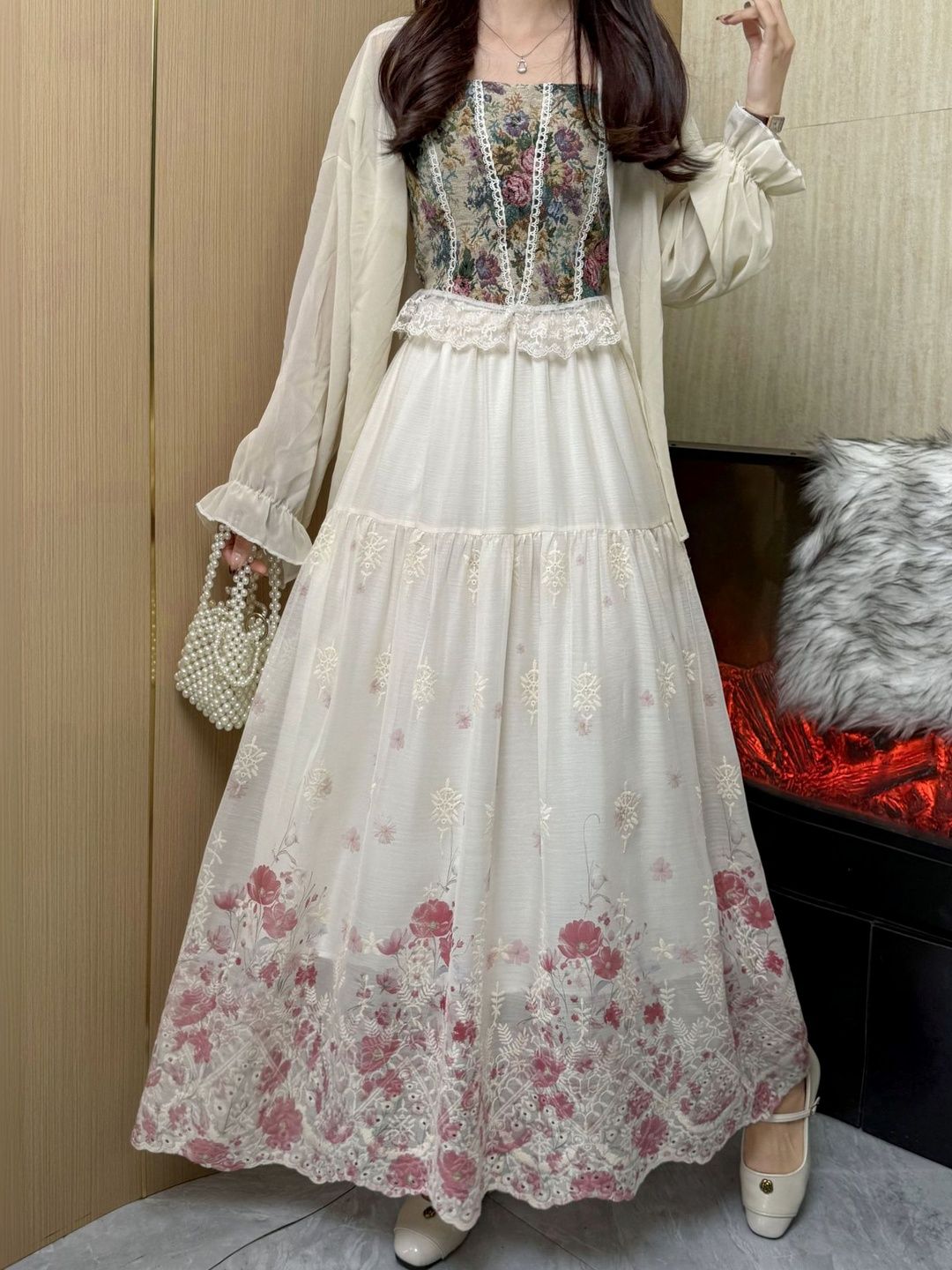 StyleCast x Revolte Women Pure Cotton Floral Maxi A-Line Skirt